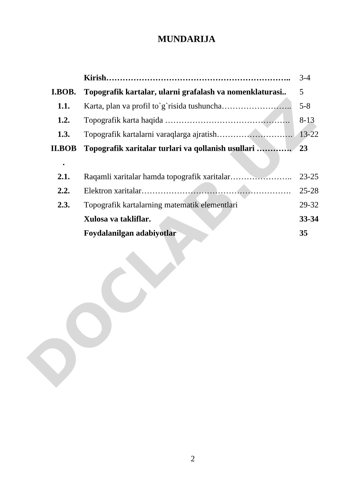 Geodeziya fanidan topografik kartalar nomenklaturasi haqida kurs ishi