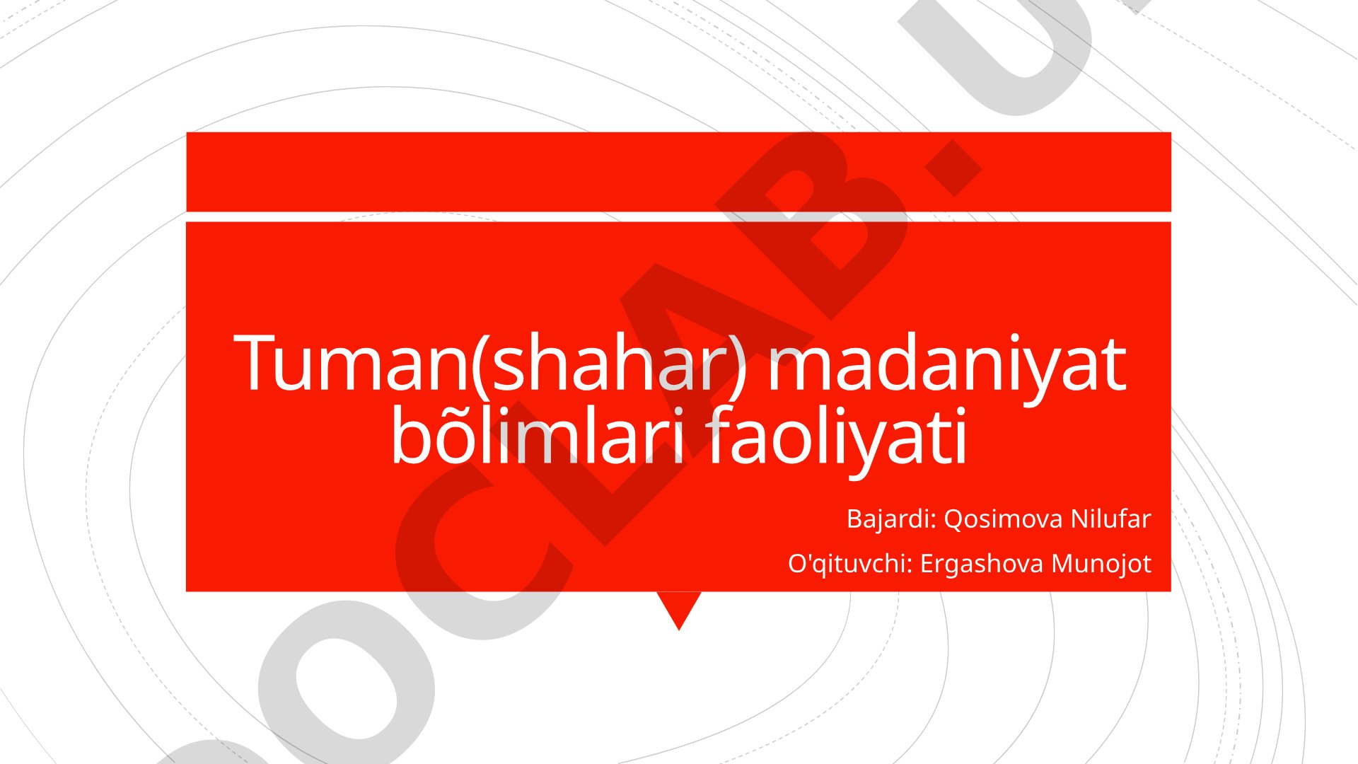Tuman(shahar) madaniyat bõlimlari faoliyati