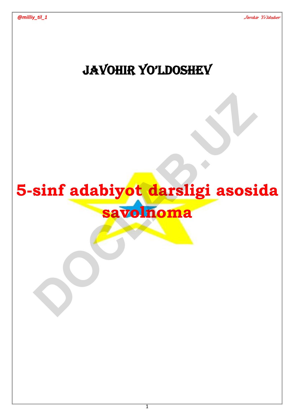 Adabiyot darsligi asosida maqol va topishmoqlar savollari