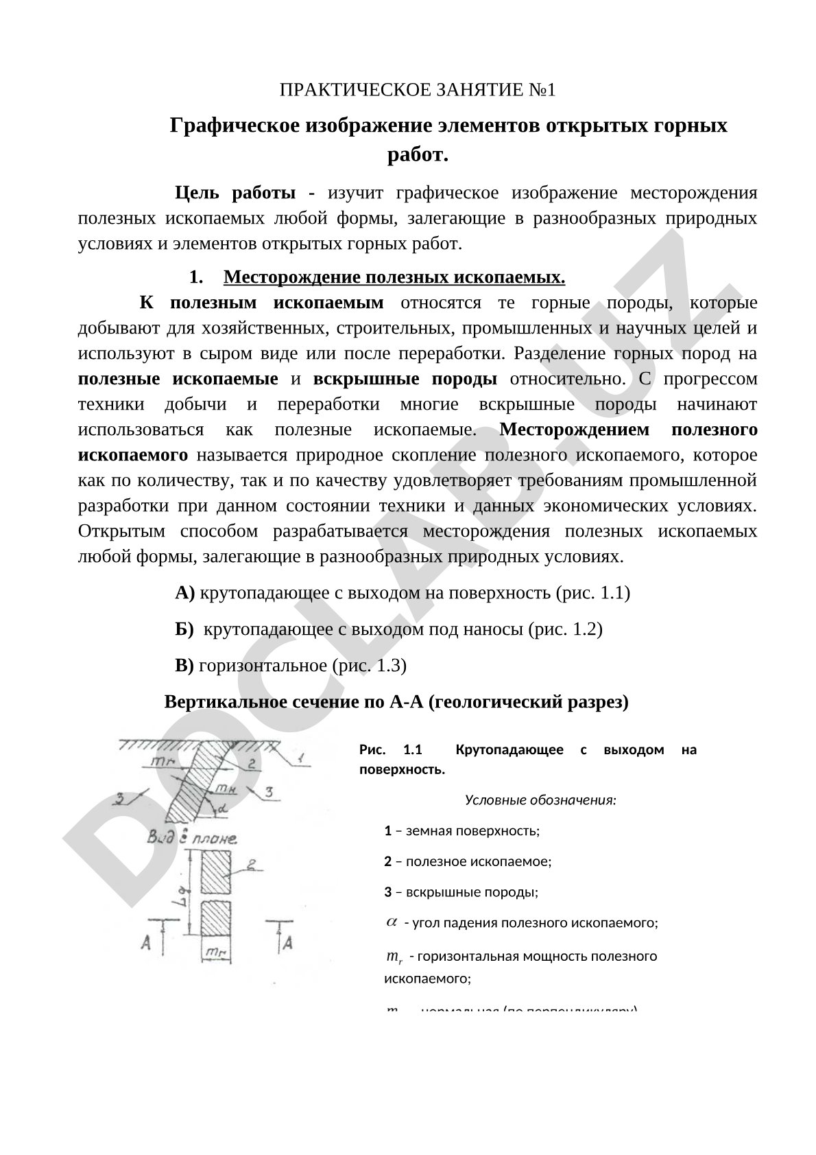 Графическое изображение элементов открытых горных работ