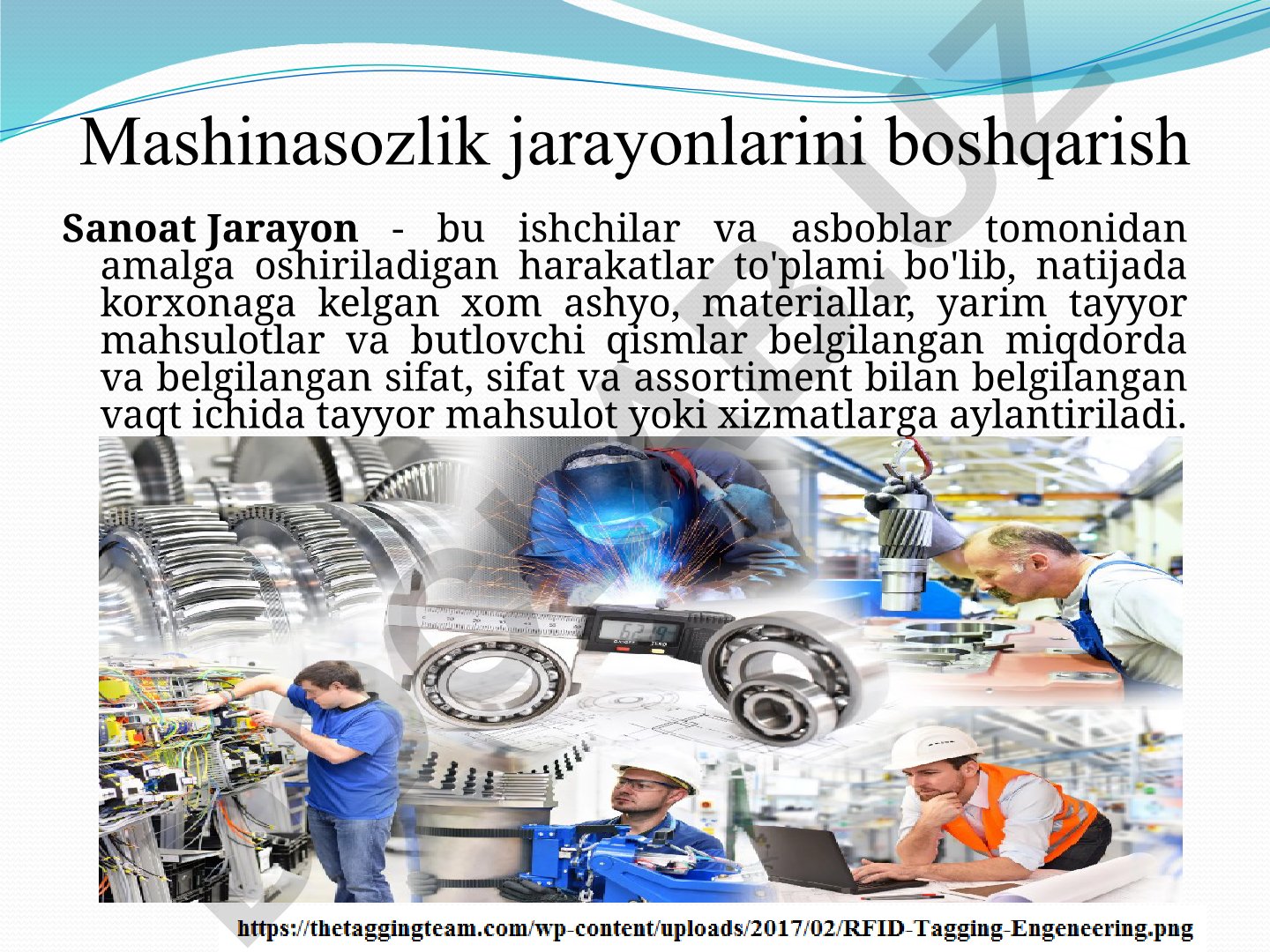 Mashinasozlik jarayonlarini boshqarish va sanoat jarayonlari
