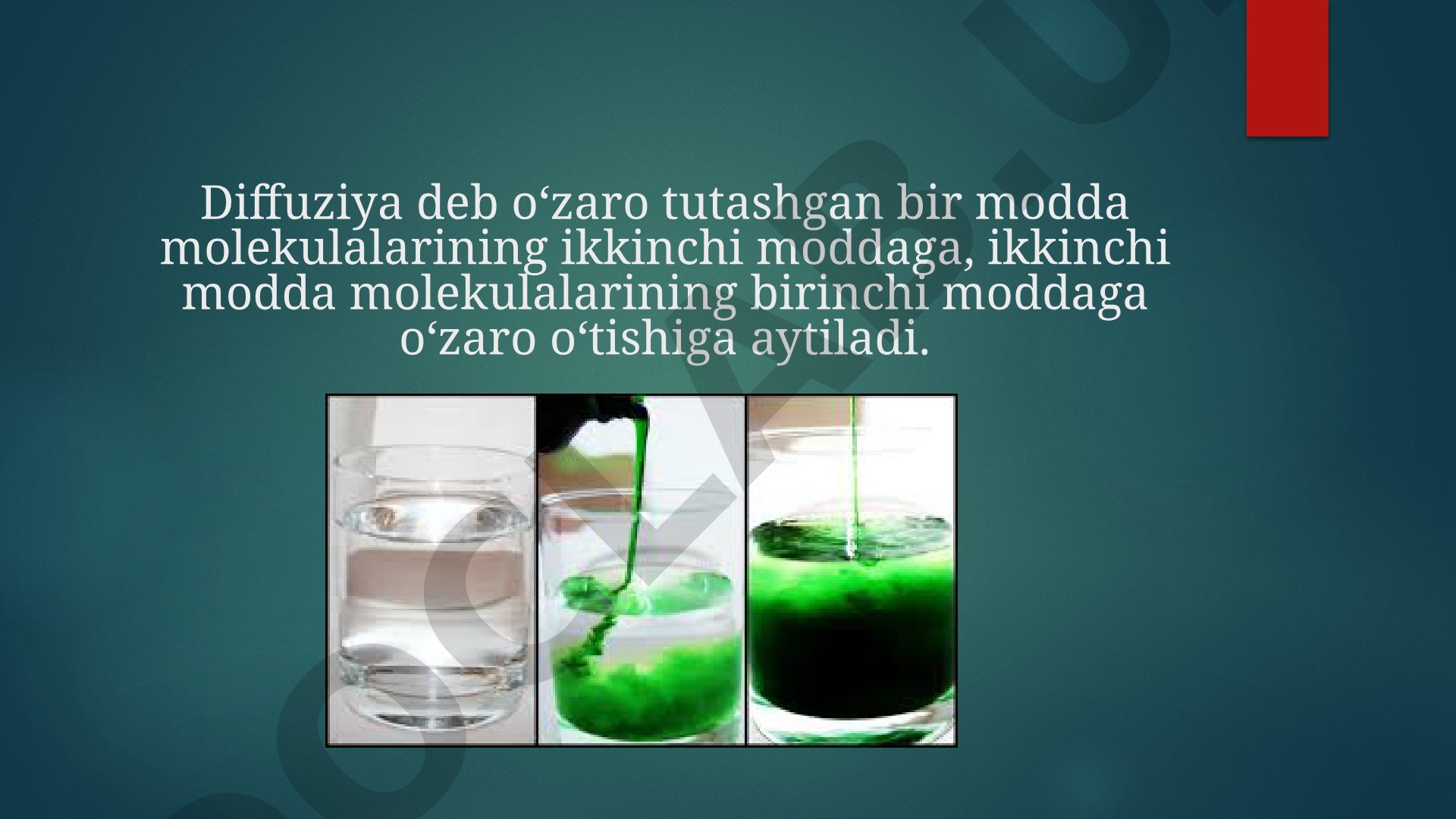 Diffuziya hodisasi va uning amaliy misollari