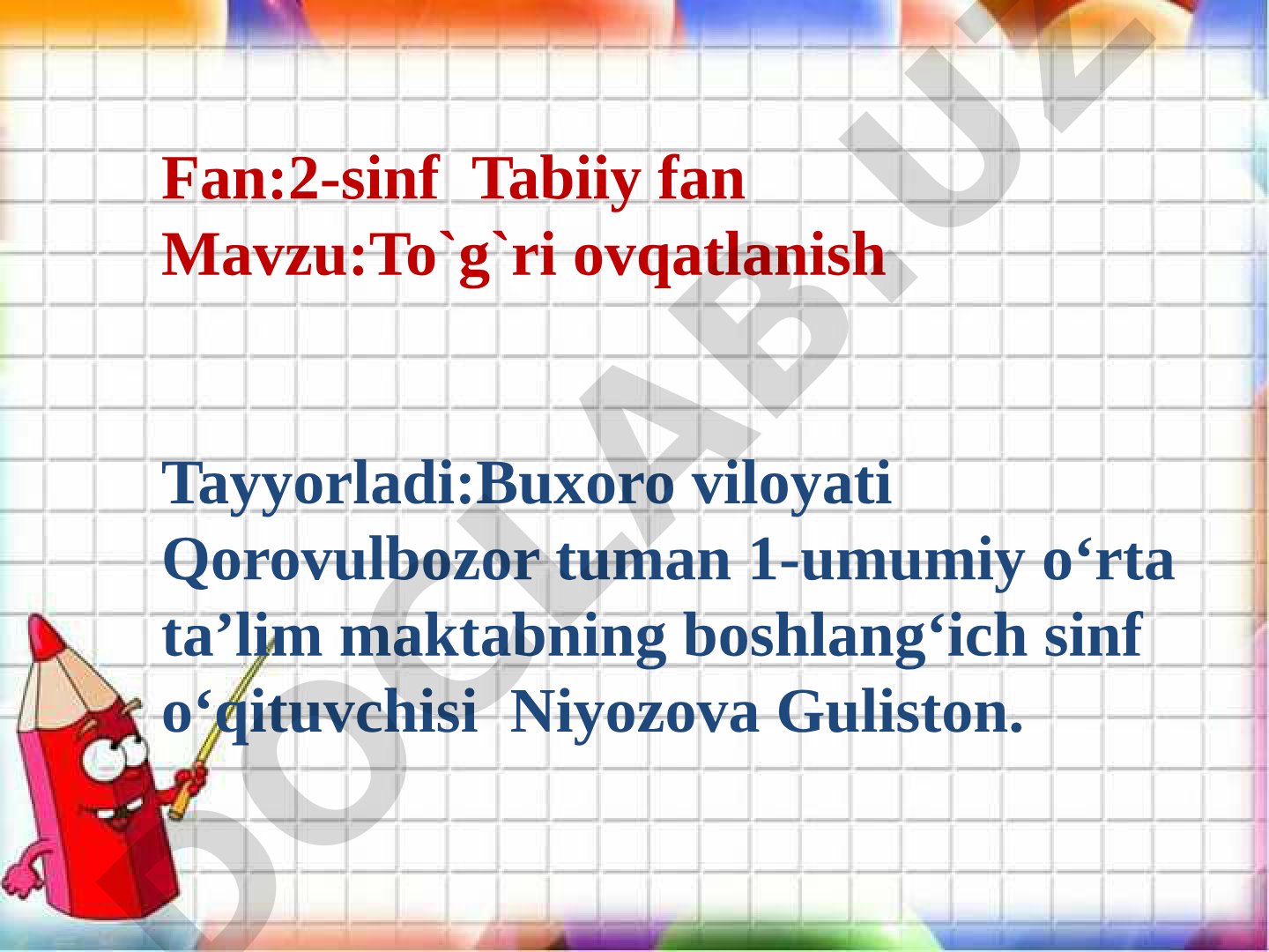 2-sinf Tabiiy fan darsi uchun taqdimot