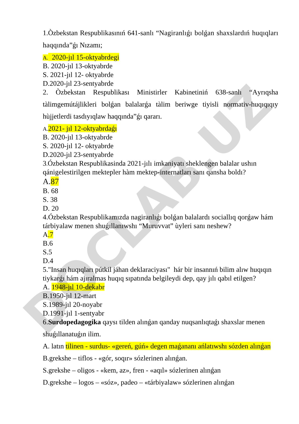 Imkaniyatı sheklengen balalar tálimi hám nagiranlıǵı bolǵan shaxslardıń huqıqları