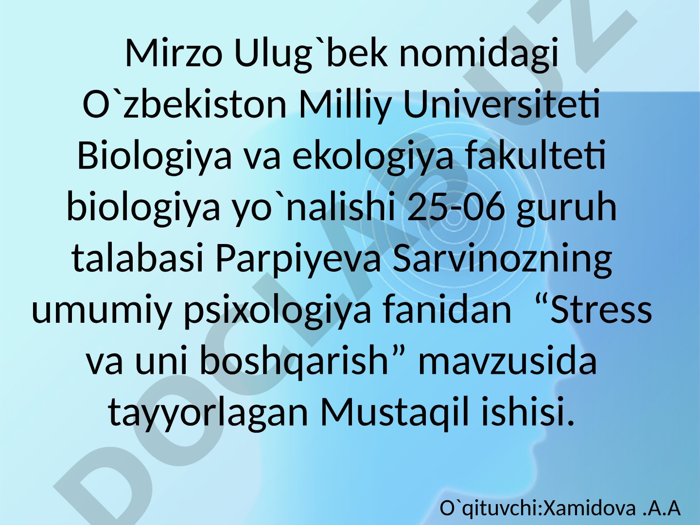 Stress va uni boshqarish