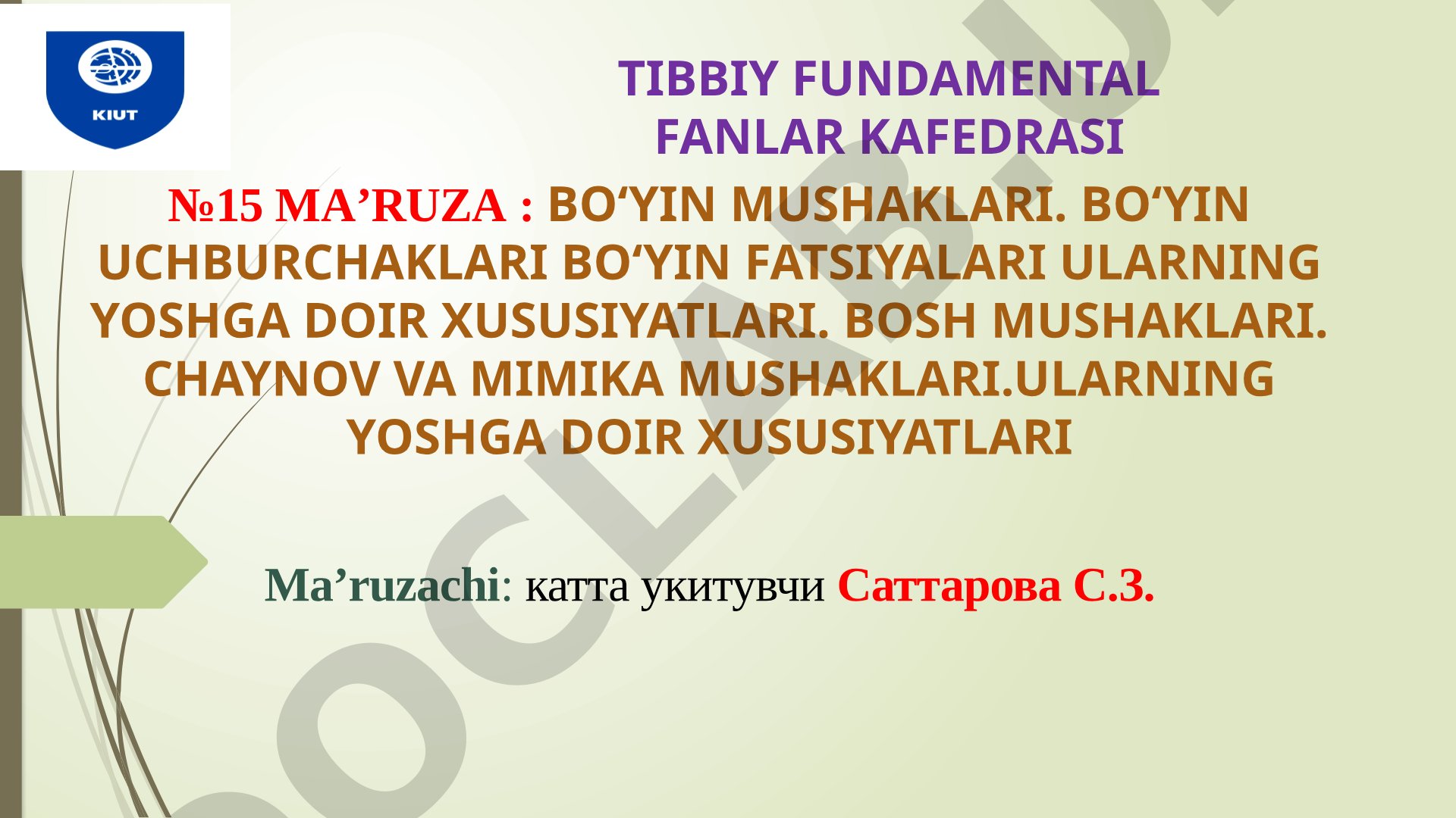 Boyin mushaklari, uchburchaklari, fassiyalari va bosh mushaklari
