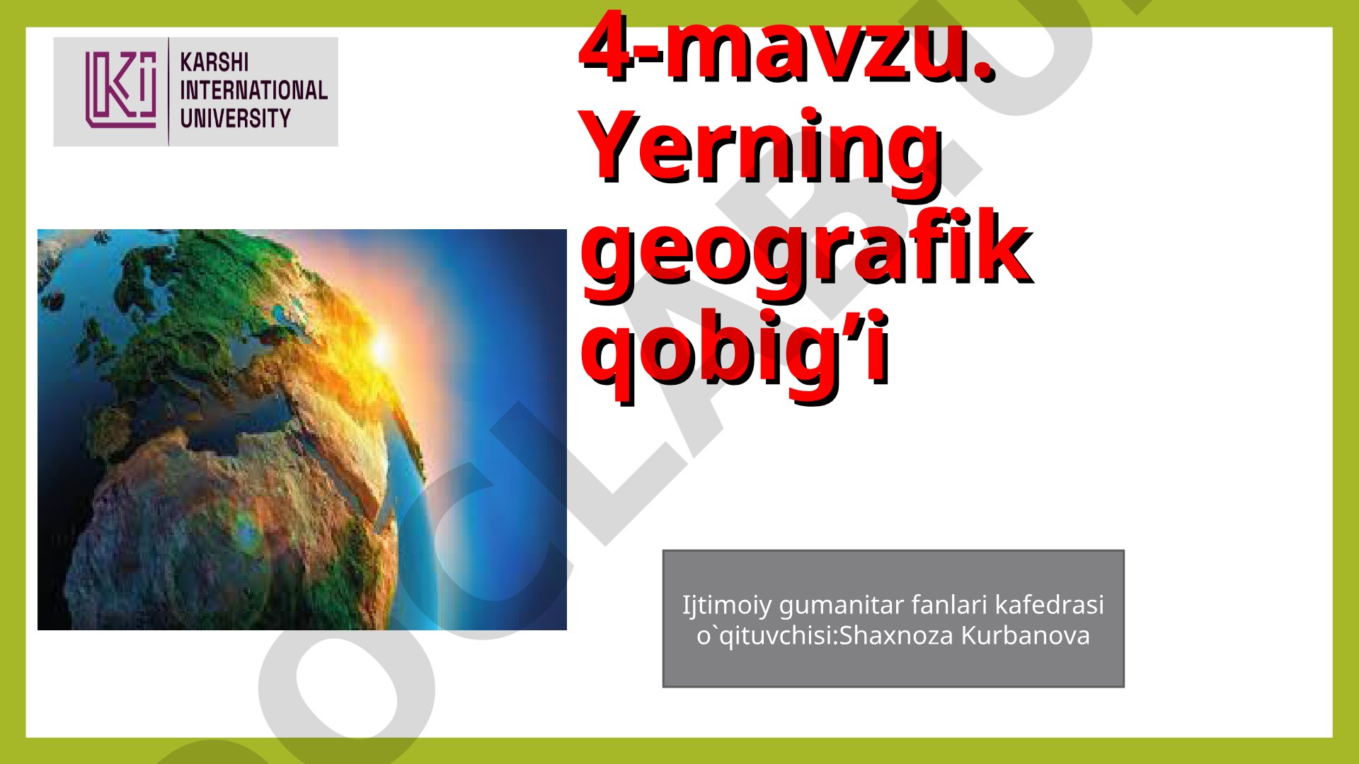 Yerning geografik qobig’i