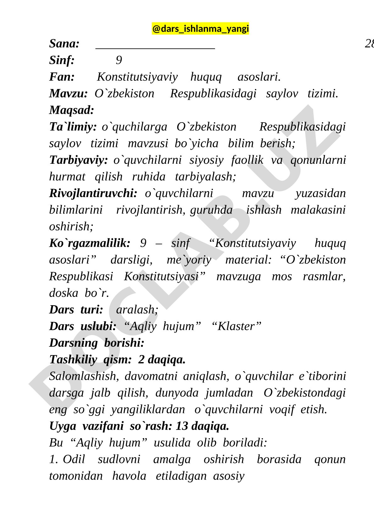O'zbekiston Respublikasidagi saylov tizimi