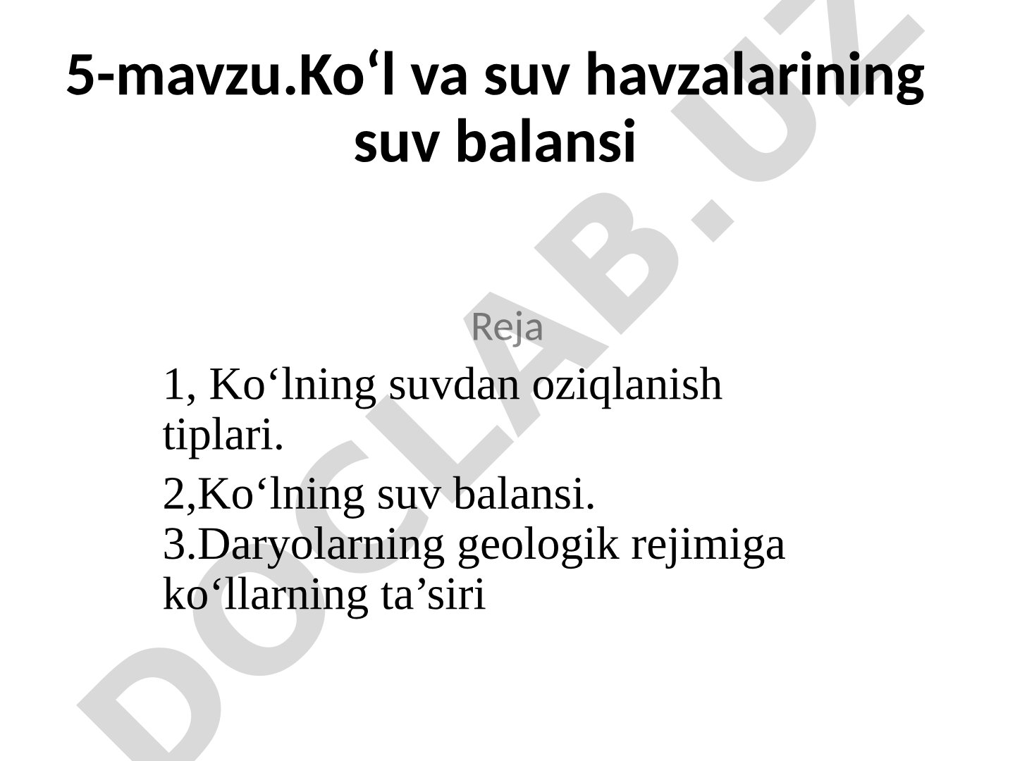 Ko‘l va suv havzalarining suv balansi