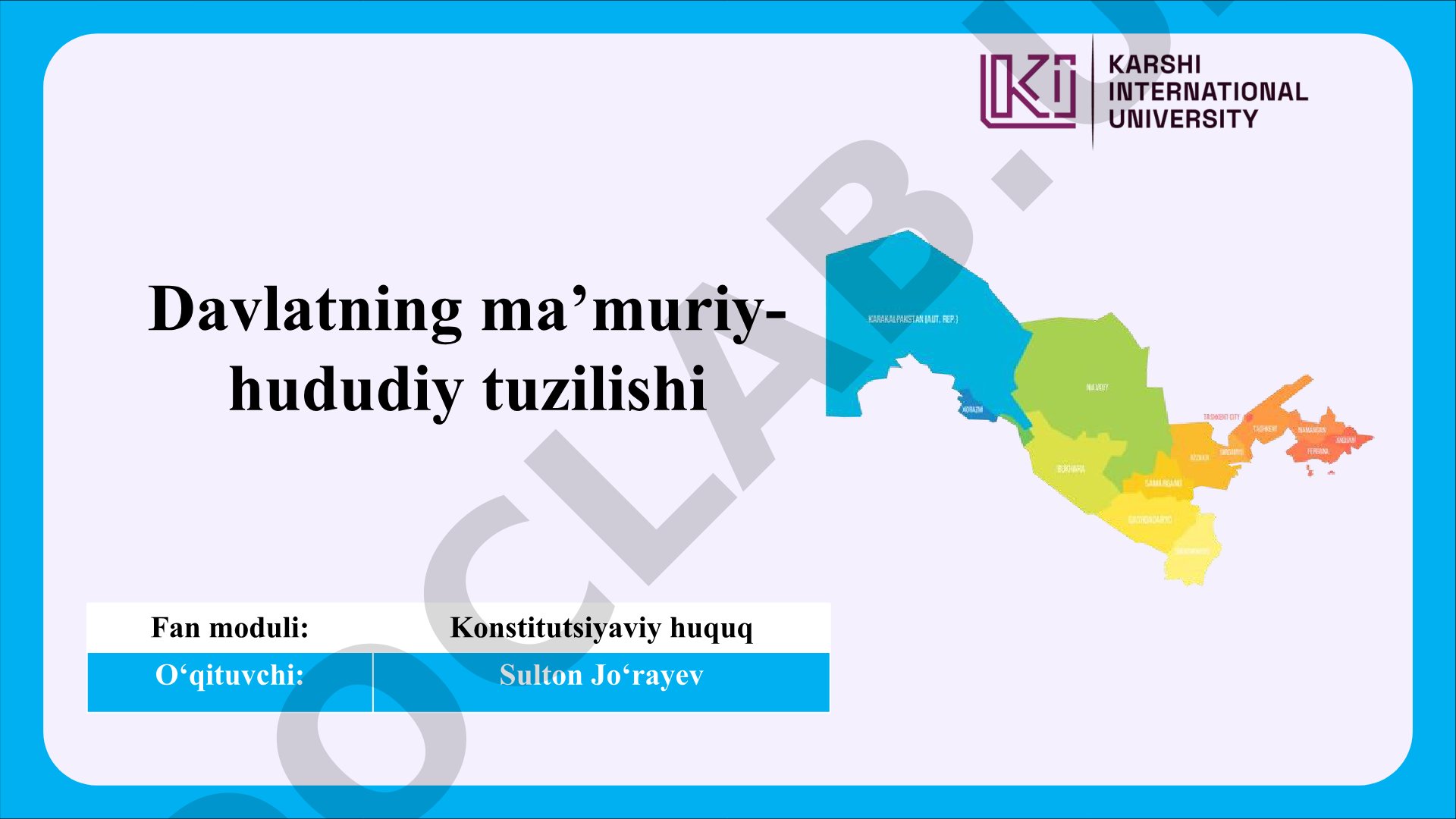 Davlatning ma’muriy-hududiy tuzilishi