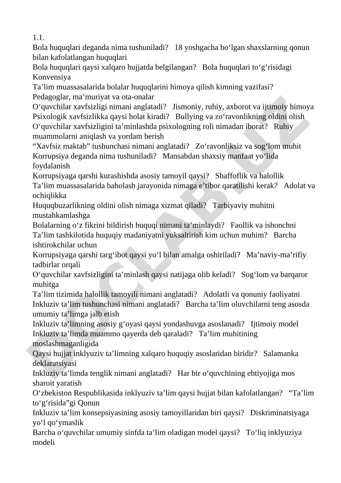 Ta'limda bola huquqlari va o'quvchilar xavfsizligi