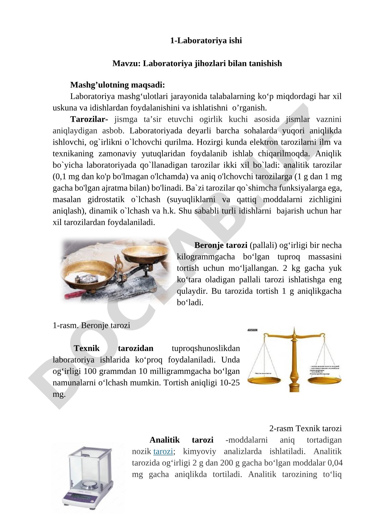 Laboratoriya jihozlari bilan tanishish
