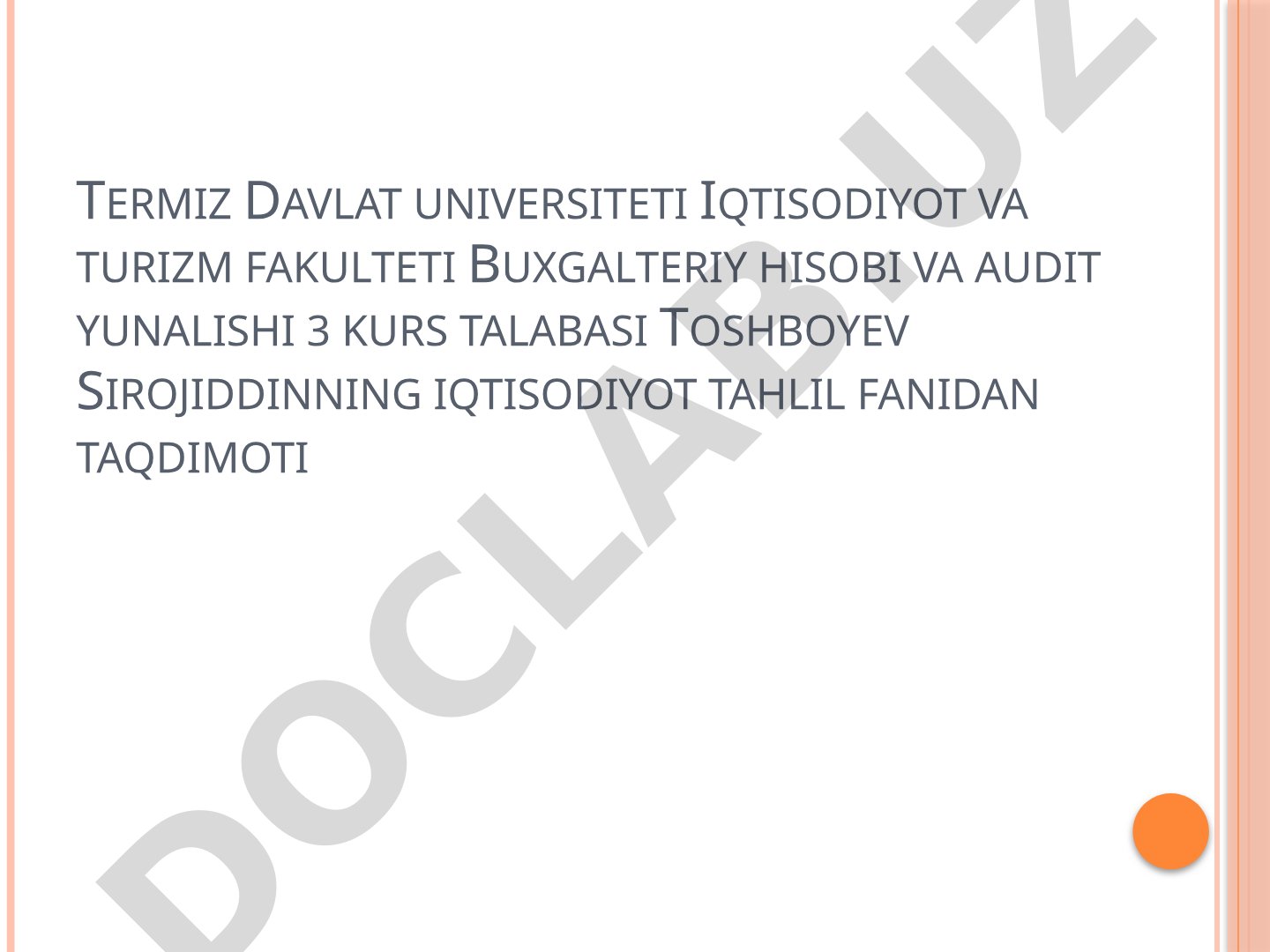KORXONALAR IQTISODIY NOCHORLIGI (BANKROTLIGI)NI BAHOLASH VA TAHLIL QILISH