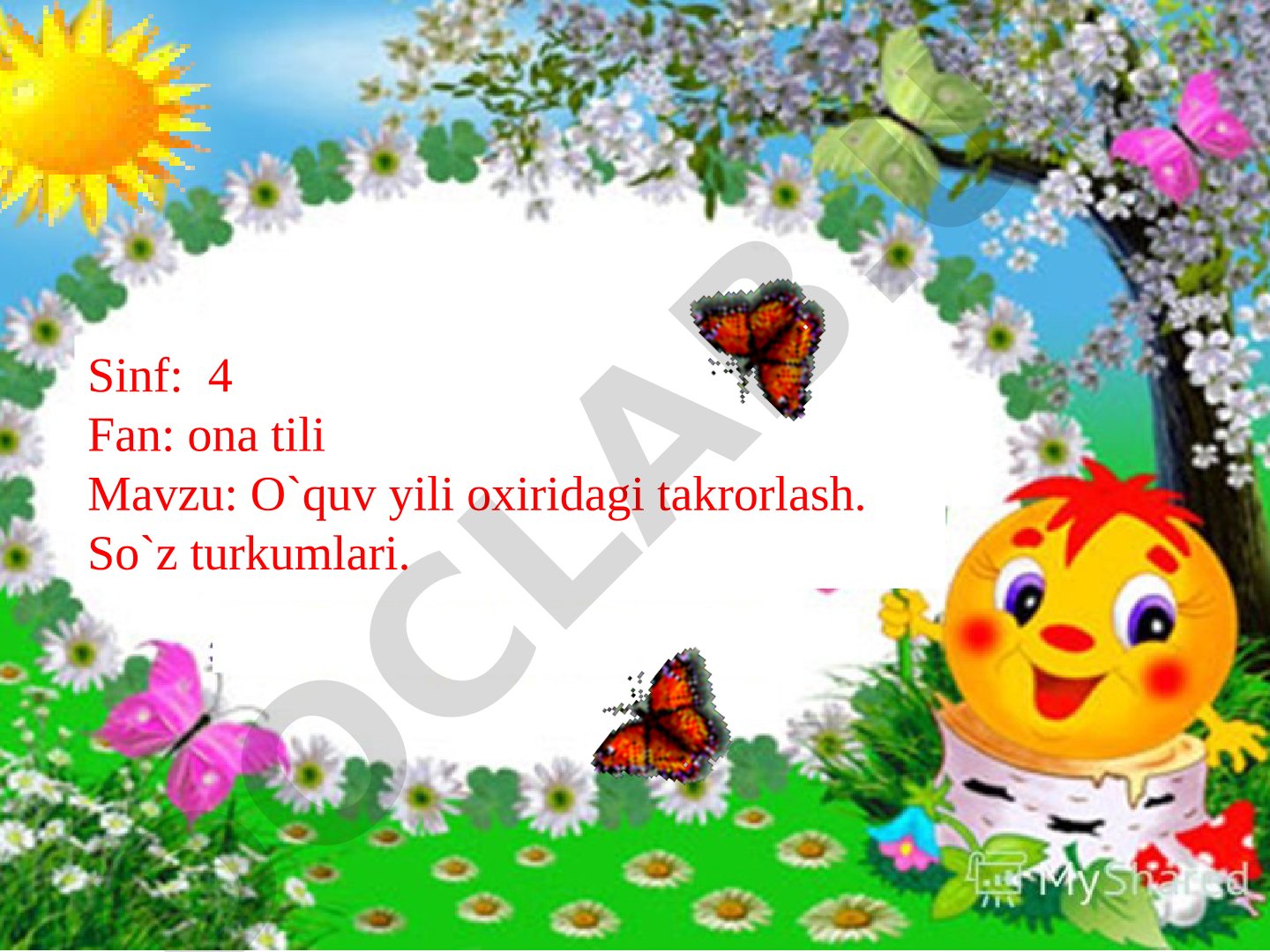 O'quv yili oxiridagi takrorlash. So'z turkumlari