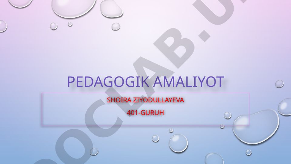 Pedagogik amaliyot hisoboti va dars jarayonlari