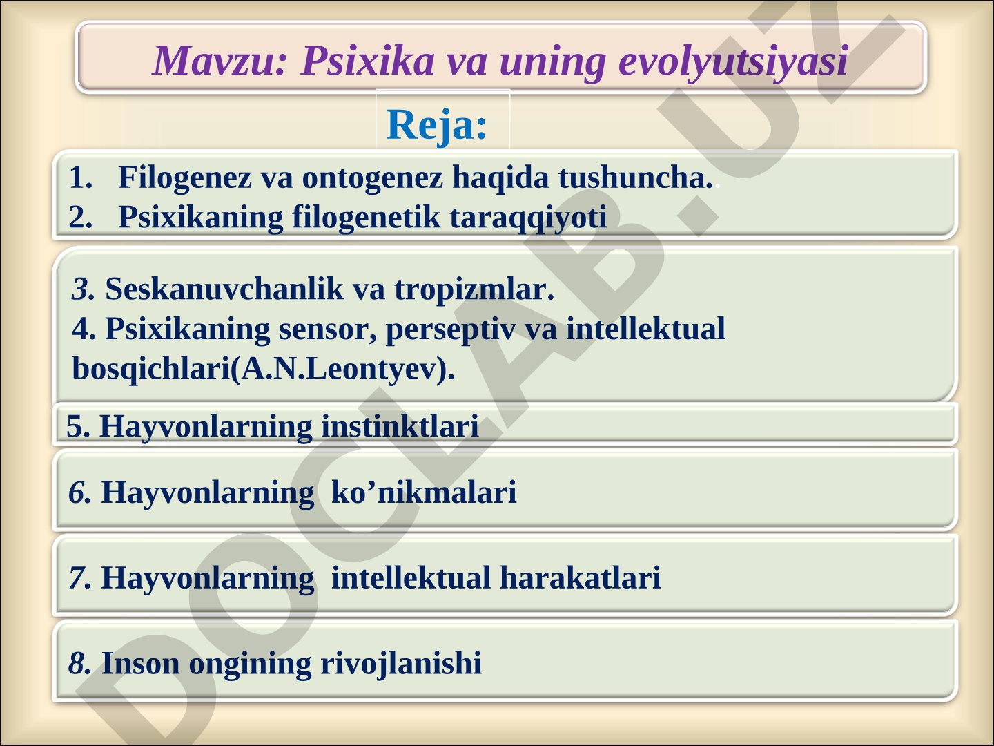 Psixika va uning evolyutsiyasi