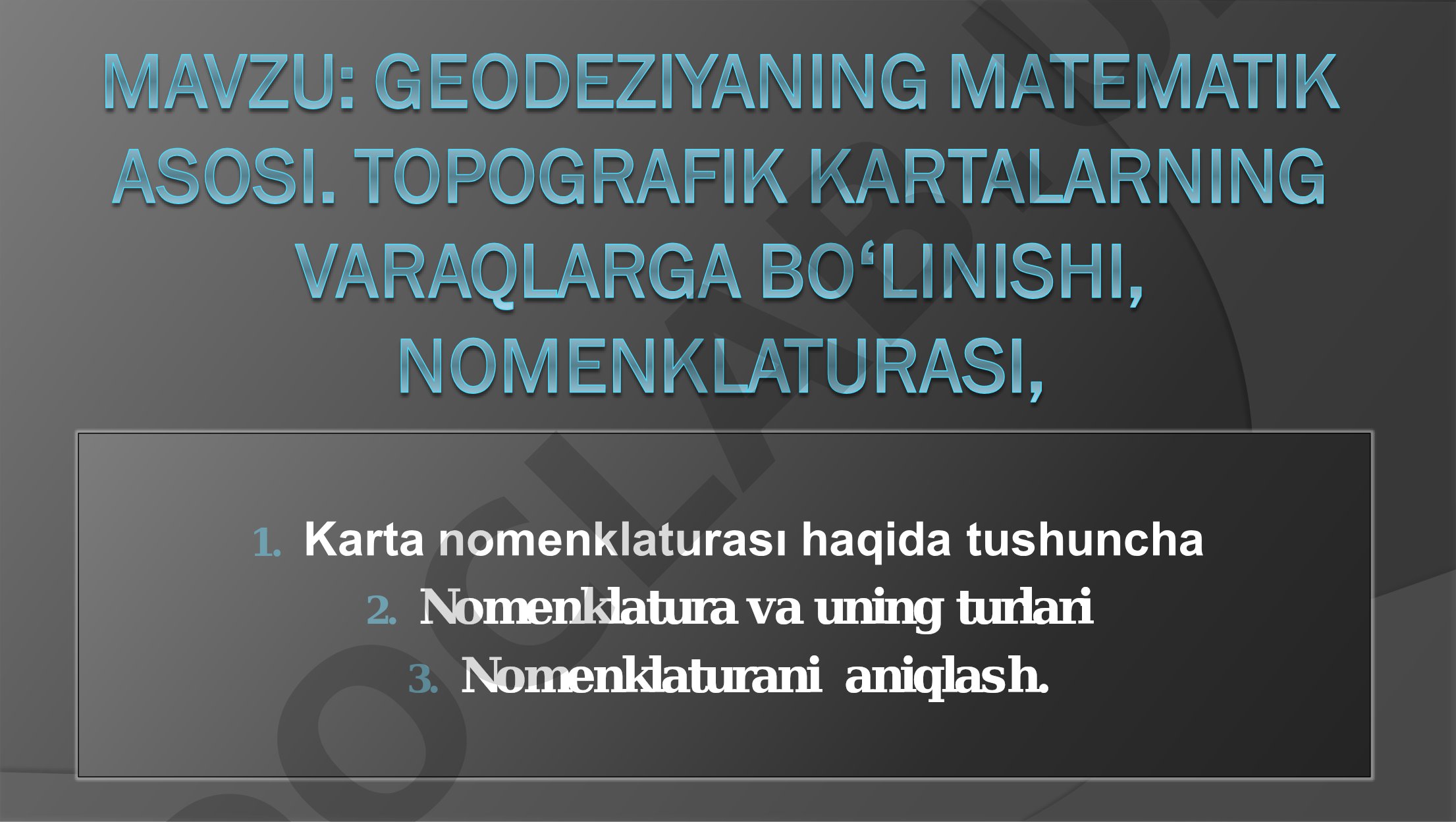 Karta nomenklaturasi haqida tushuncha