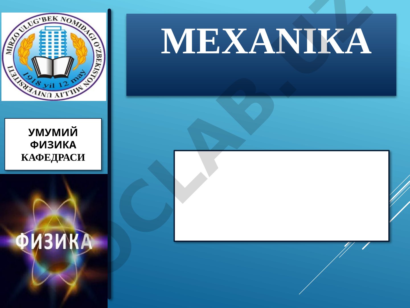 Umumiy fizika: mexanika va kinematika