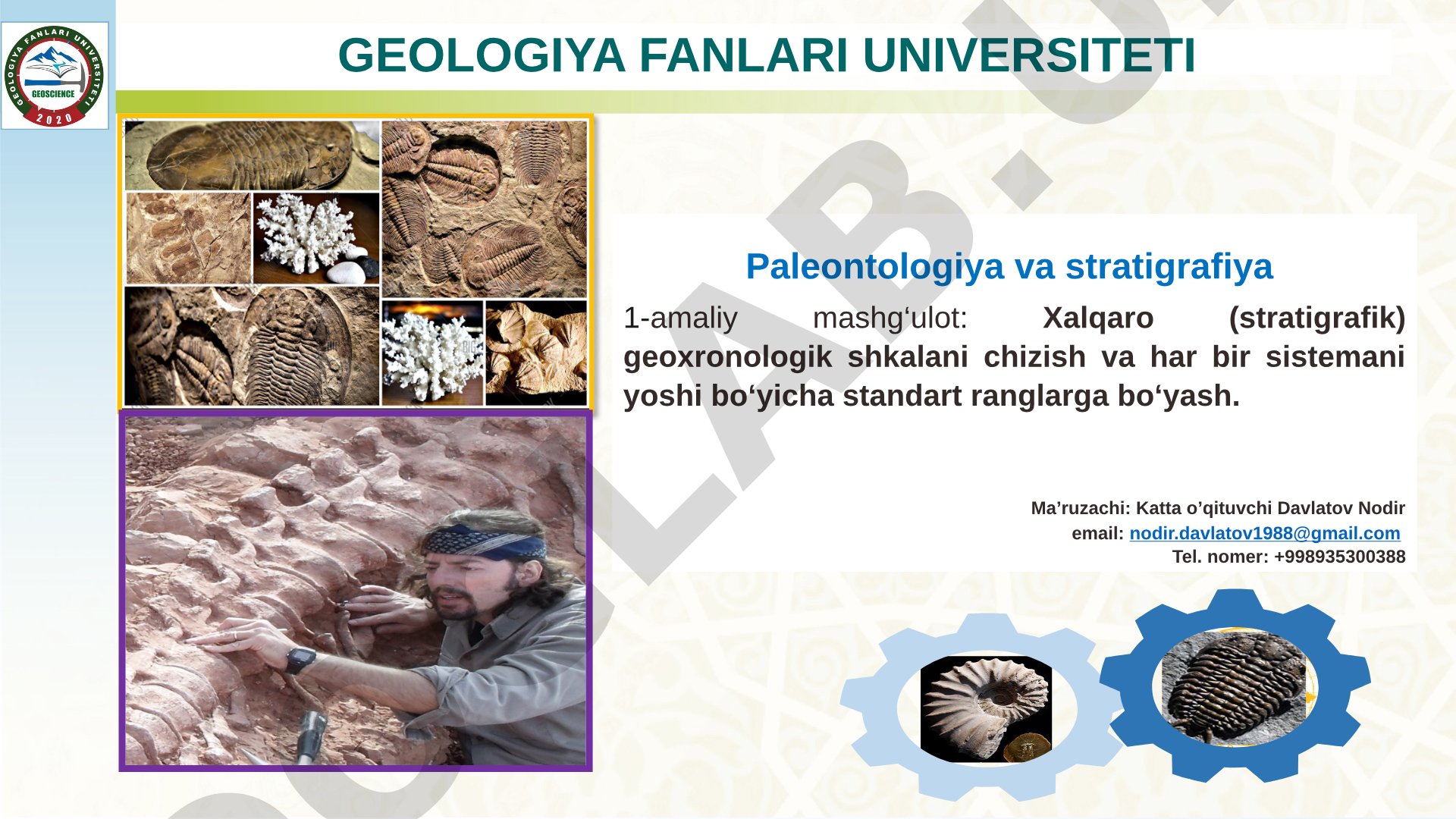 Xalqarо (stratigrafik) geоxrоnоlоgik shkalani chizish va har bir sistemani yoshi bo‘yicha standart ranglarga bo‘yash