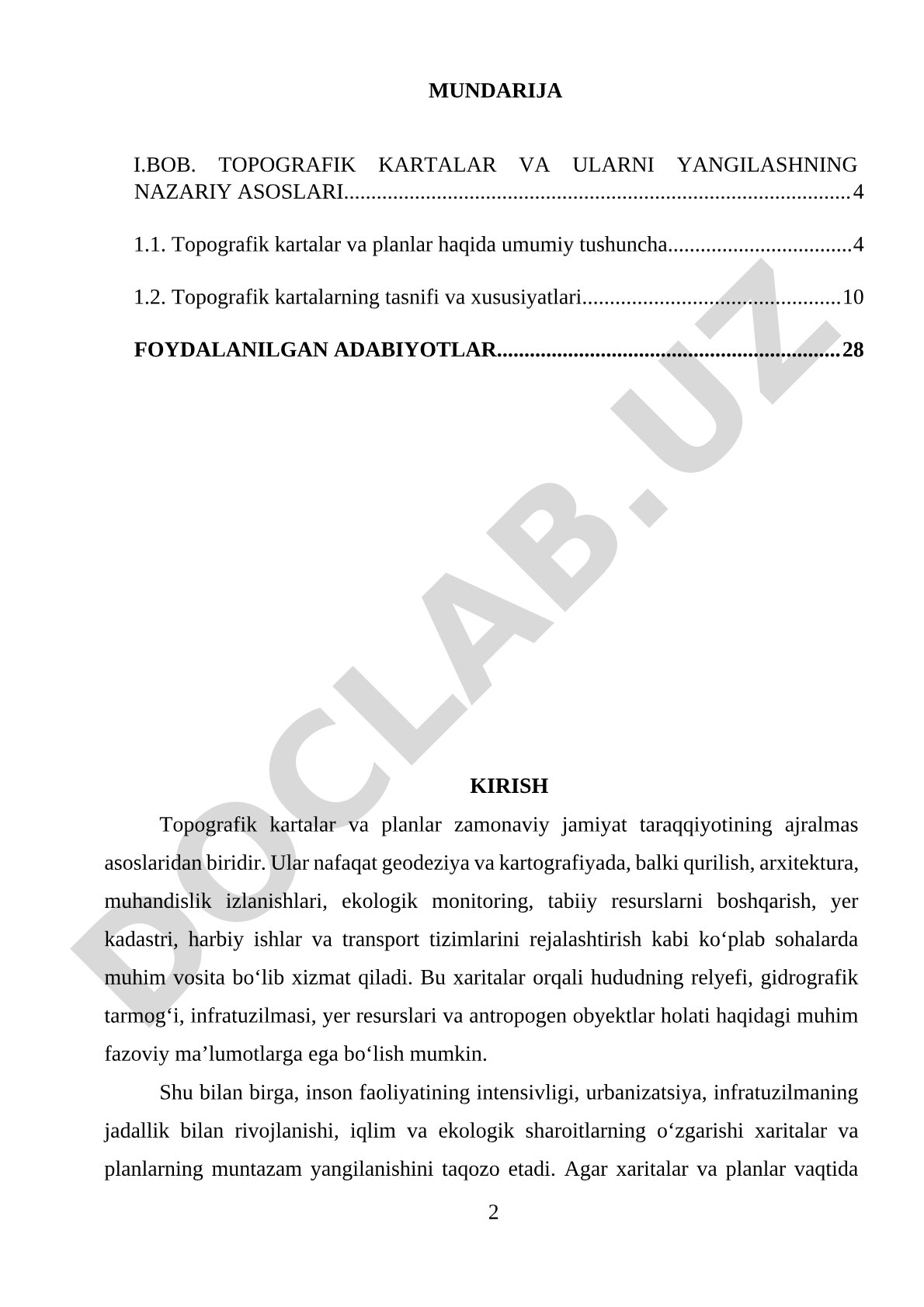Topografik plan va kartalarni yangilash