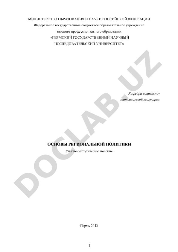 Основы региональной политики