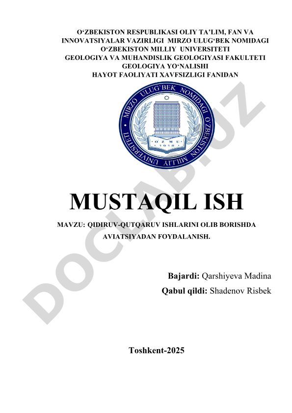 Qidiruv-qutqaruv ishlarini olib borishda aviatsiyadan foydalanish