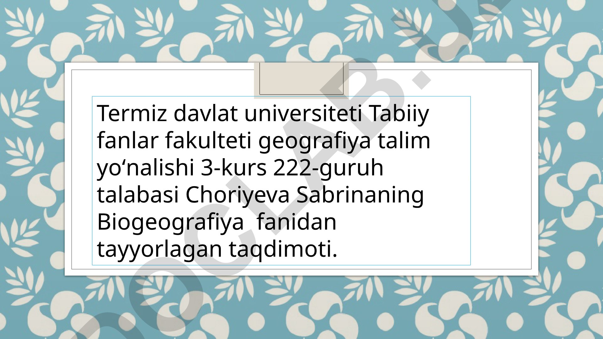 Quruqlikning faunistik rayonlashtirish sxemasi hamda zamonaviy shox bo‘lim va oblastlarga tavsif berish