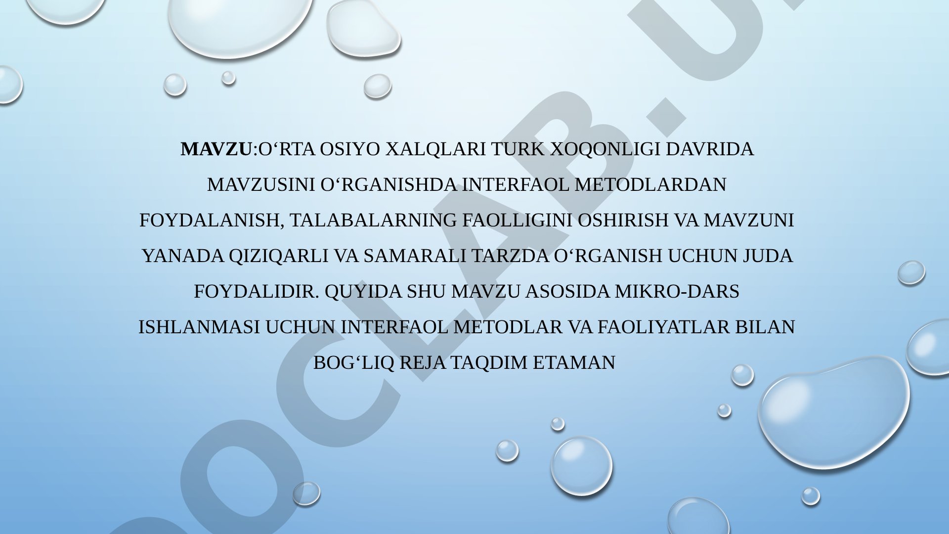 O‘rta Osiyo xalqlari Turk xoqonligi davrida interfaol metodlardan foydalanish