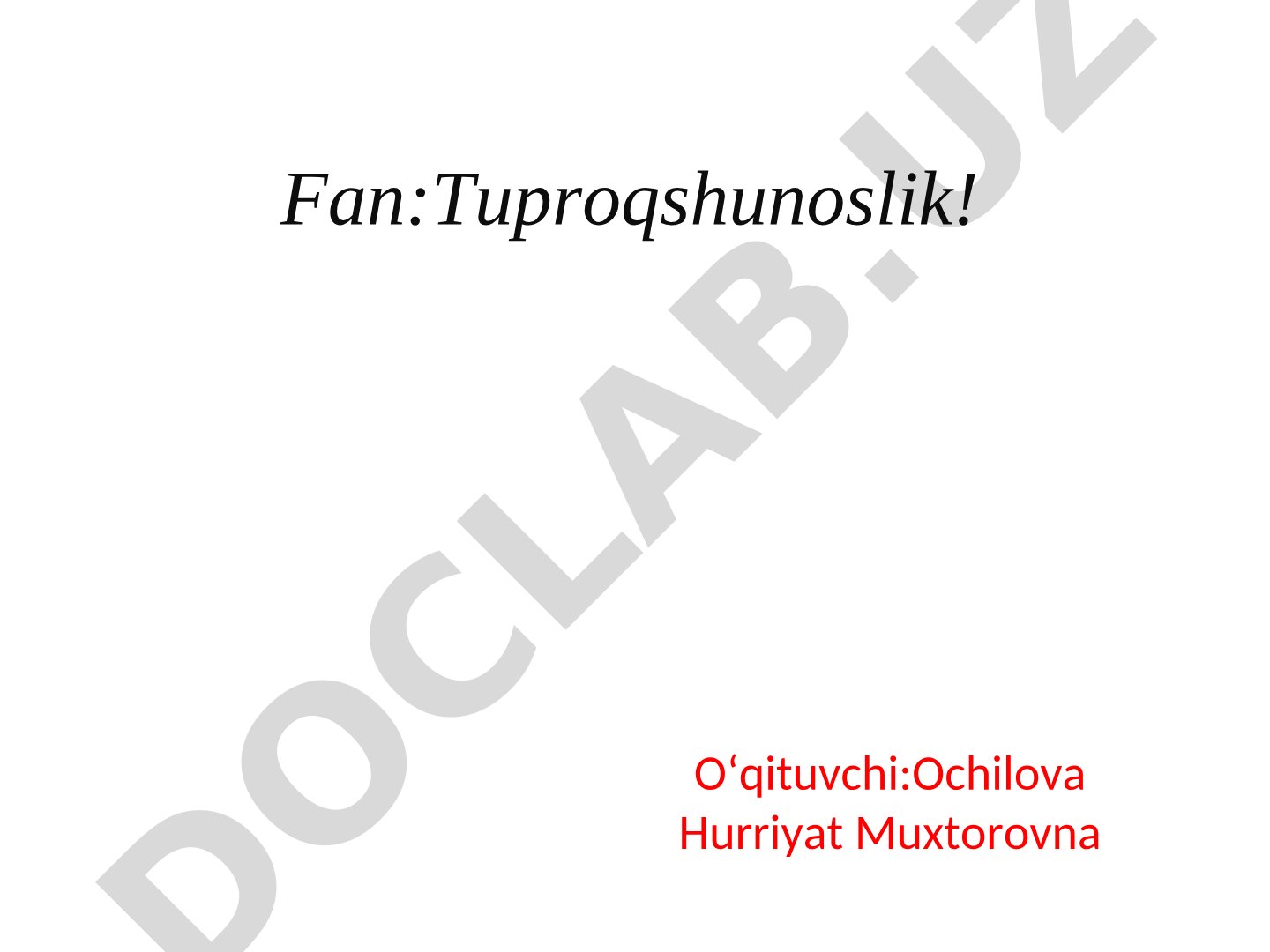 Tuproqning organik qismi