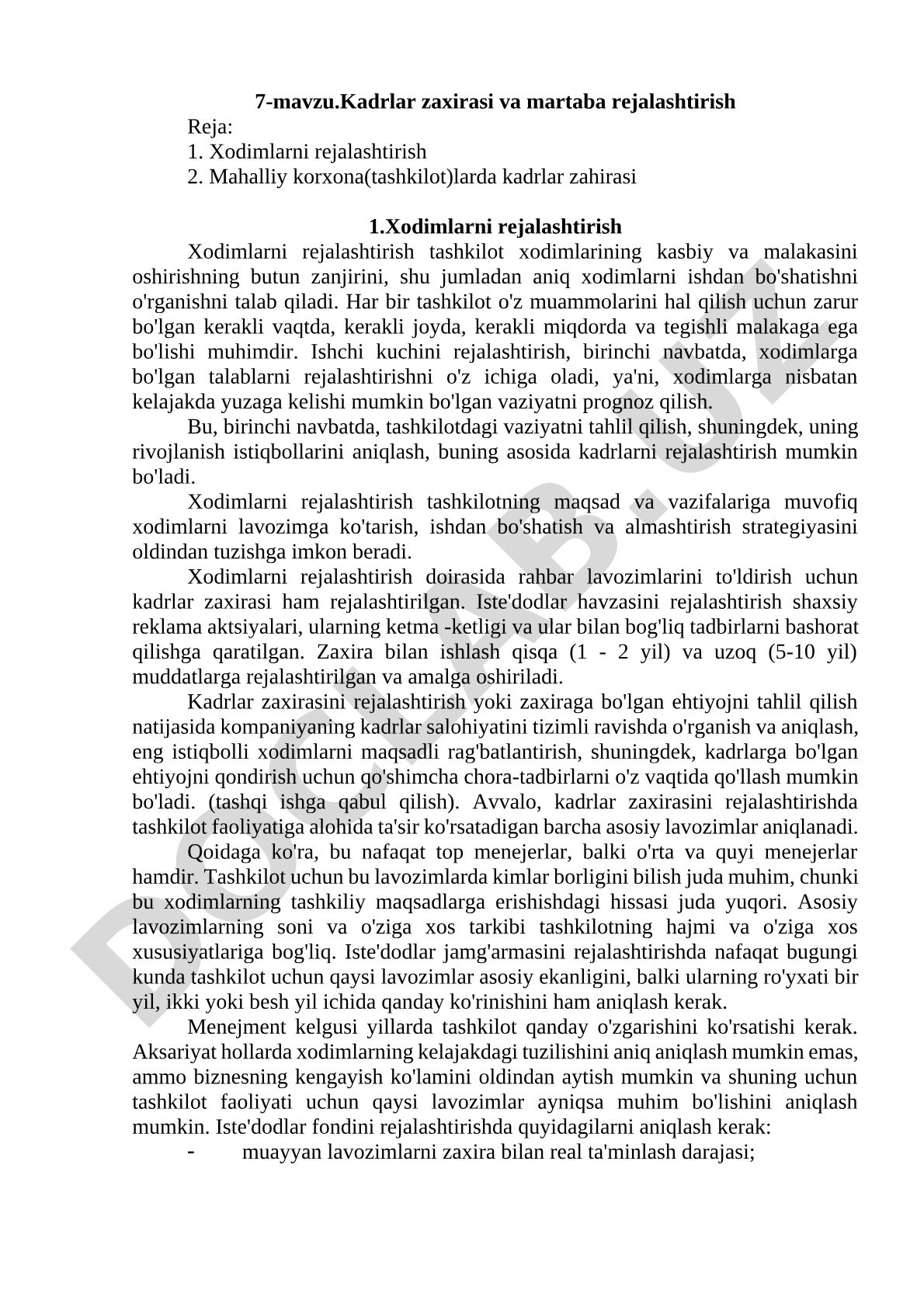 Kadrlar zaxirasi va martaba rejalashtirish
