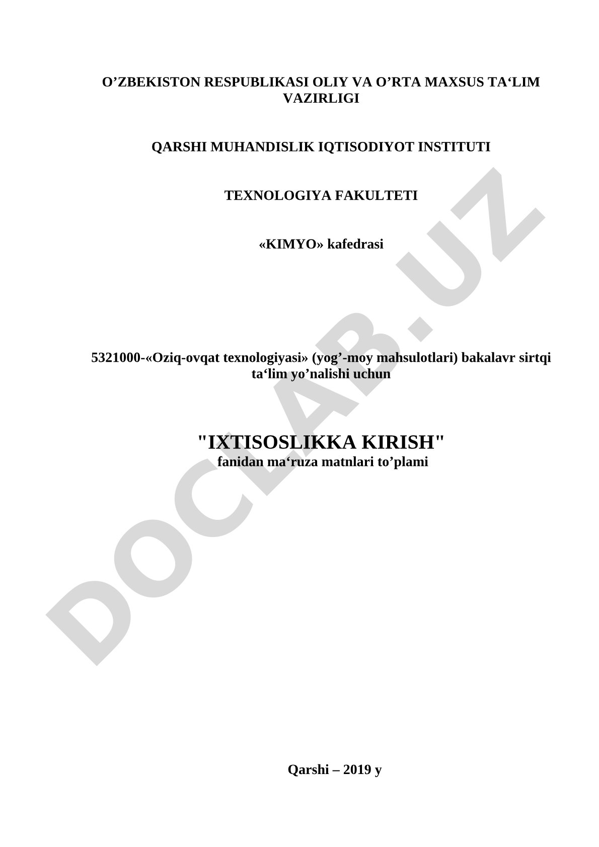 Ixtisoslikka kirish
