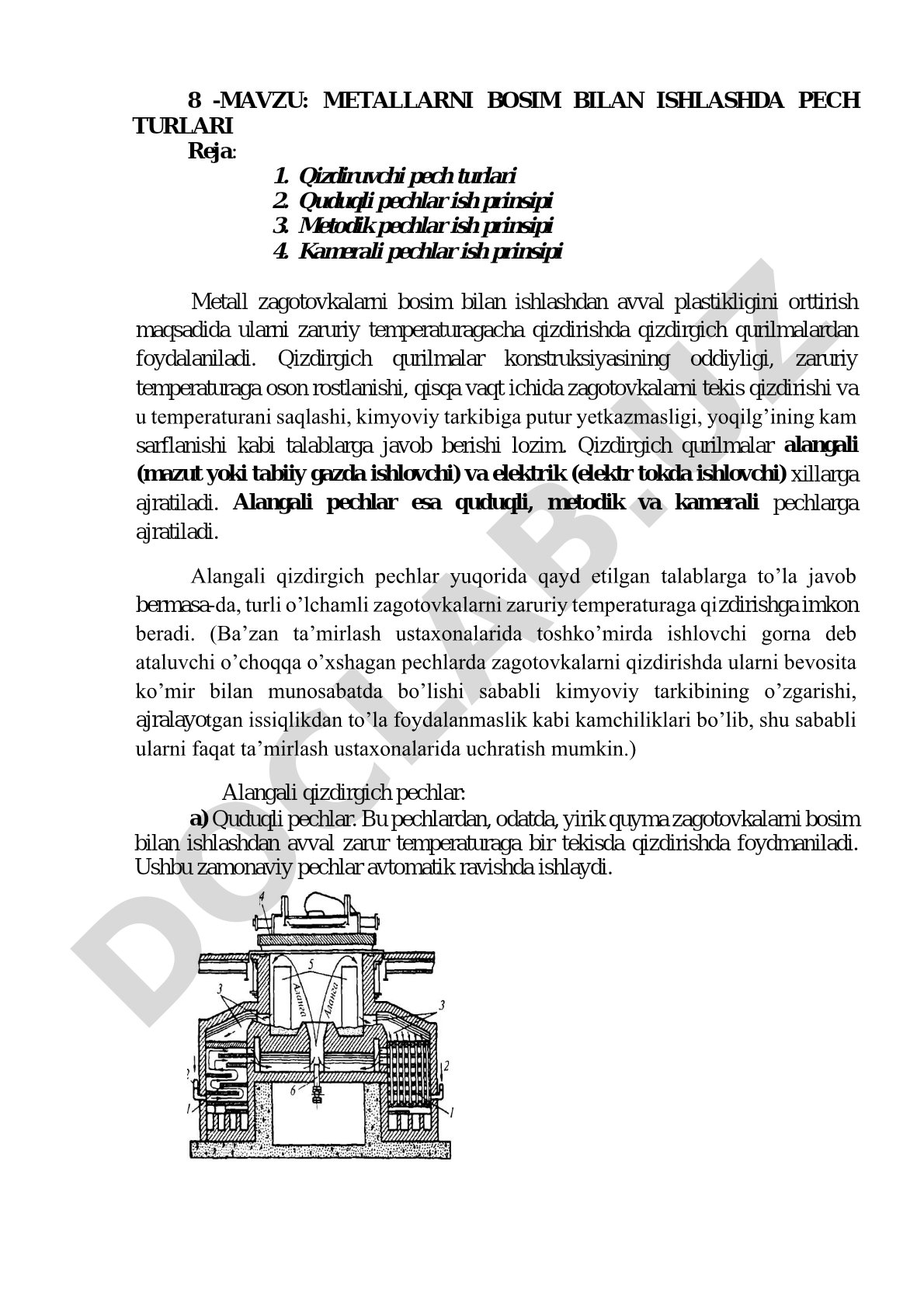 Metallarni bosim bilan ishlashda pech turlari