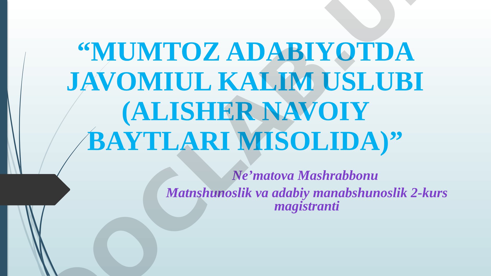 Mumtoz adabiyotda Javomiul kalim uslubi (Alisher Navoiy baytlari misolida)