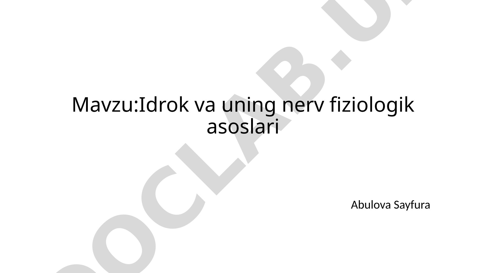 Idrok va uning nerv fiziologik asoslari