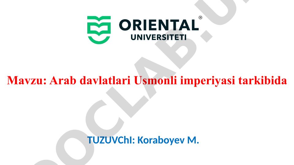 Arab davlatlari Usmonli imperiyasi tarkibida