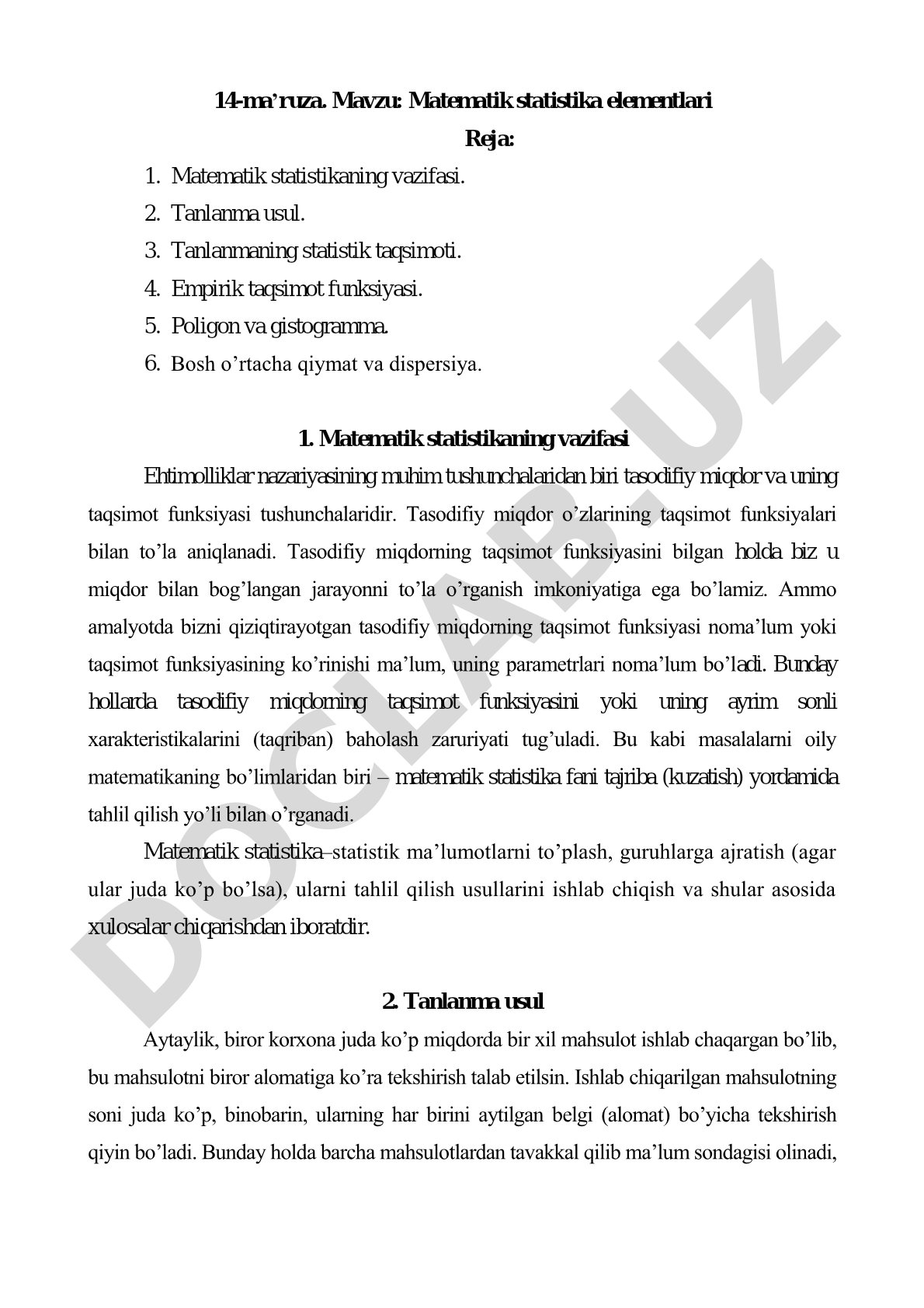 Matematik statistika elementlari