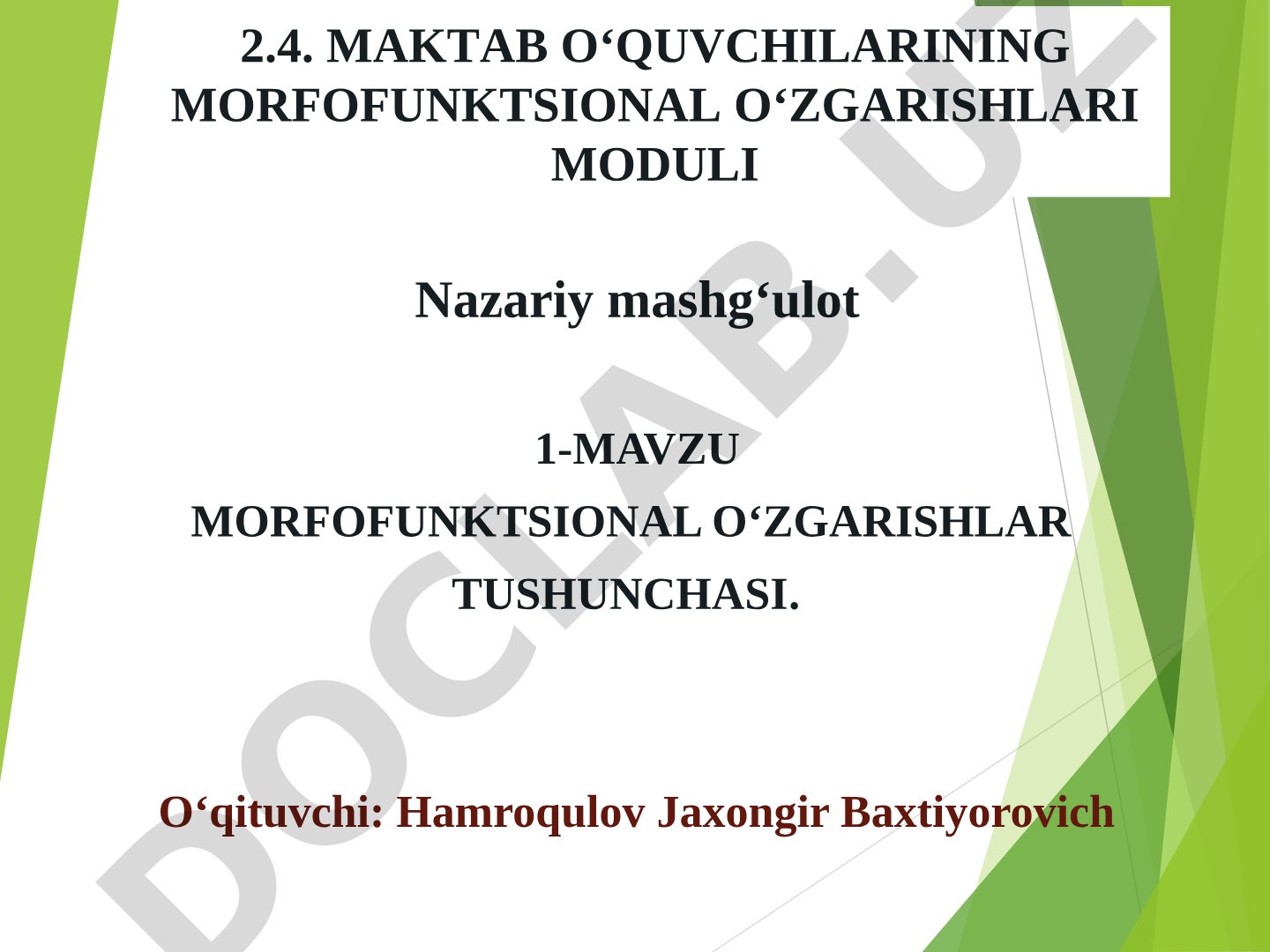 Morfofunktsional o‘zgarishlar tushunchasi