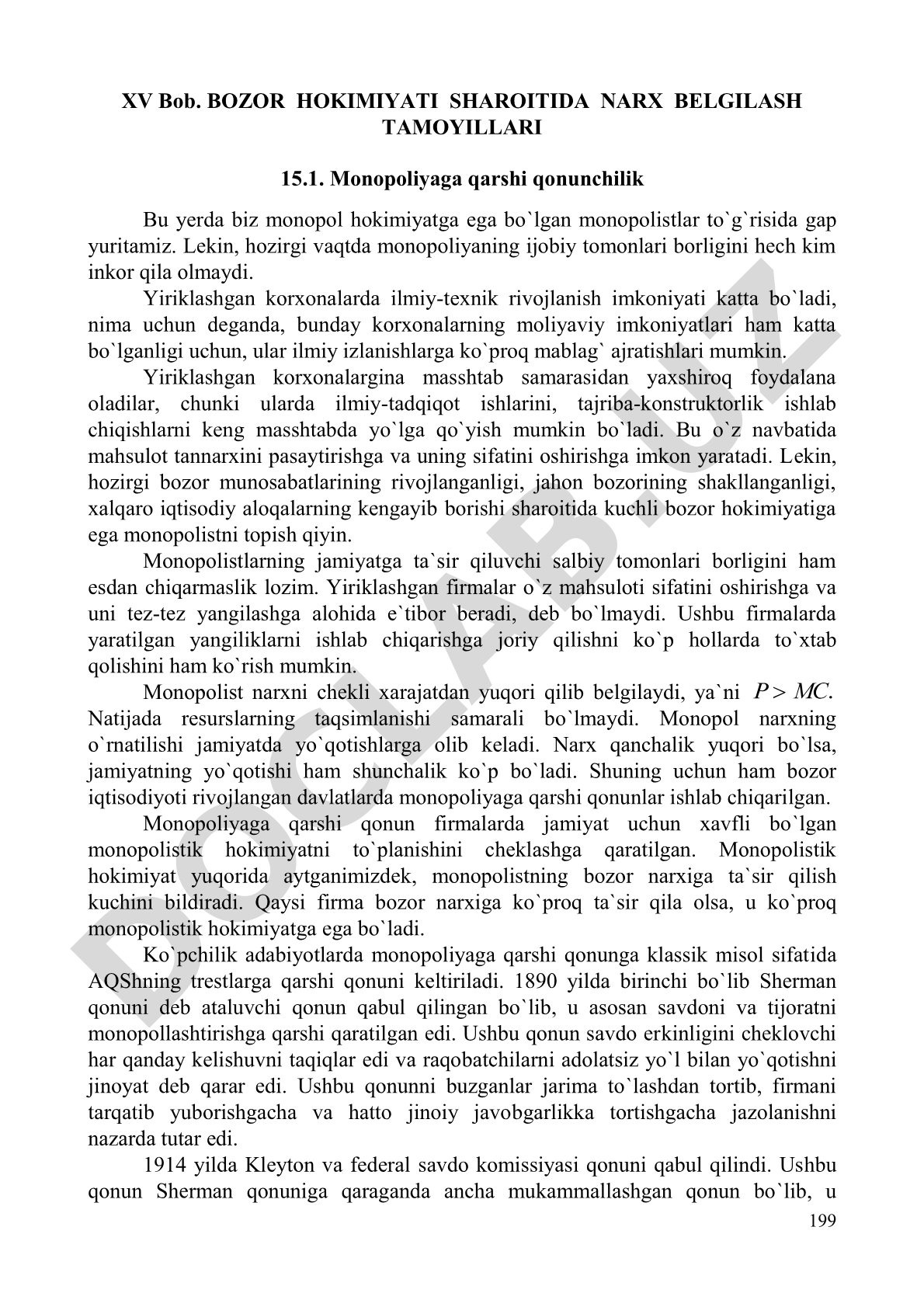 Bozor hokimiyati sharoitida narx belgilash tamoyillari