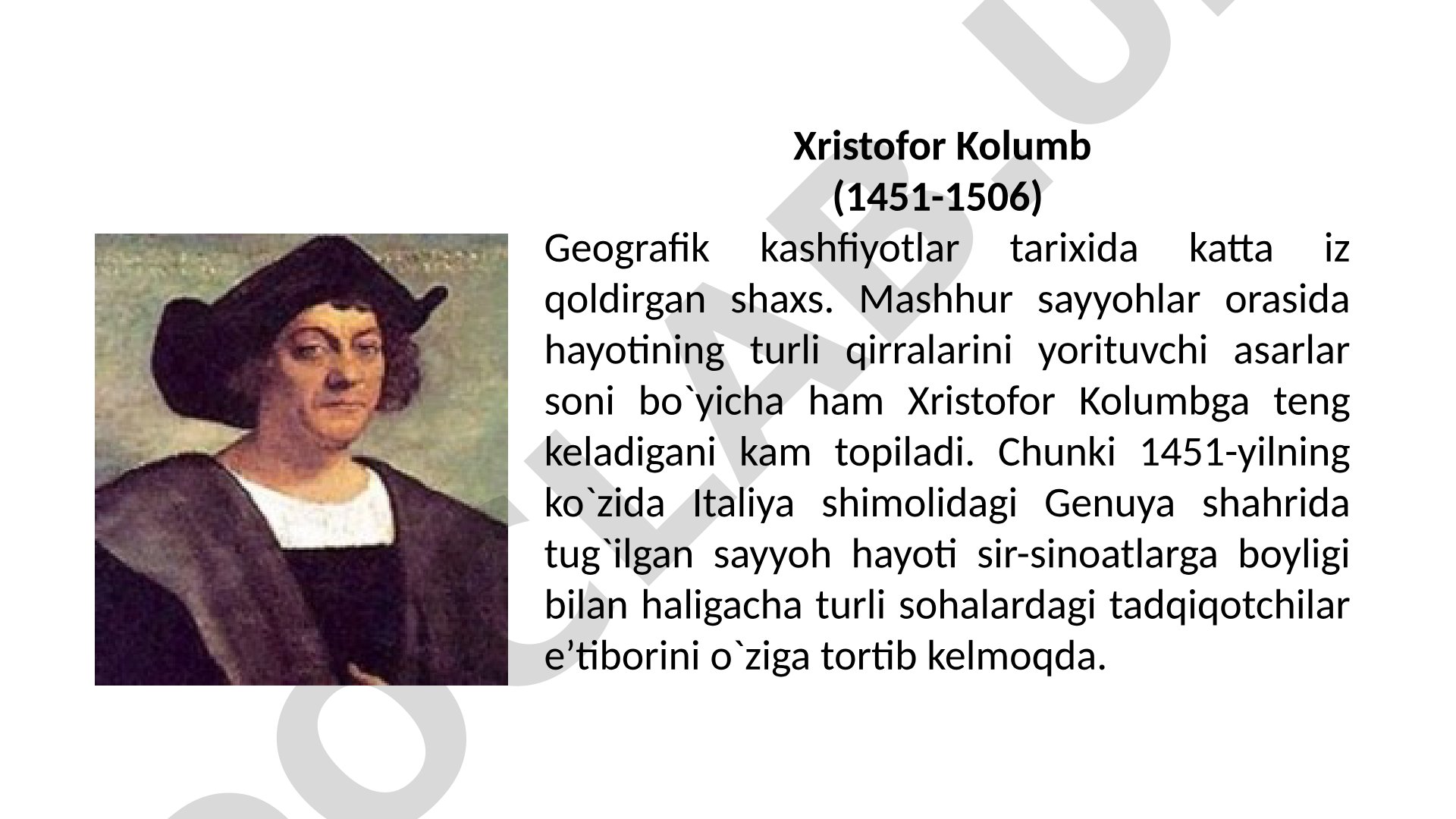 Xristofor Kolumb hayoti va sayohatlari