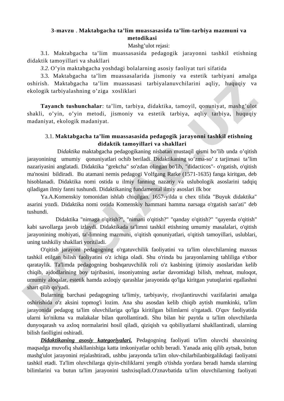 Maktabgacha ta’lim muassasasida ta’lim-tarbiya mazmuni va metodikasi
