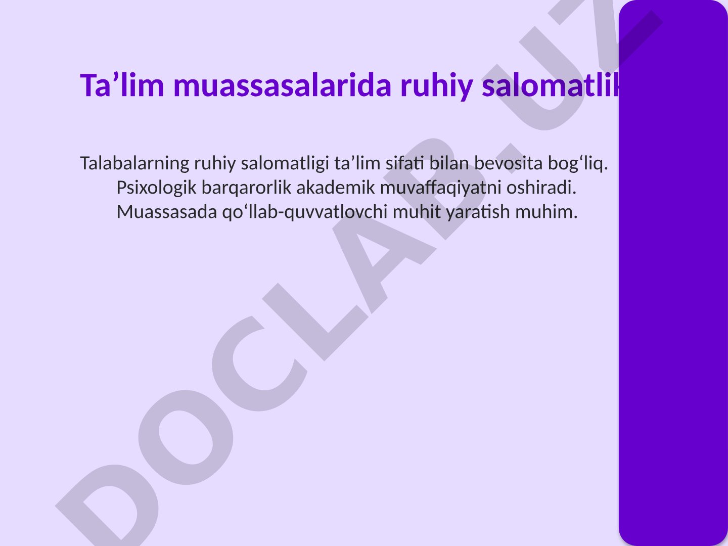 Ta’lim muassasalarida ruhiy salomatlik