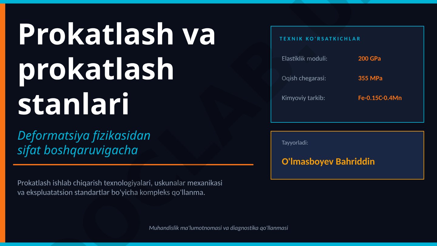 Prokatlash va prokatlash stanlari
