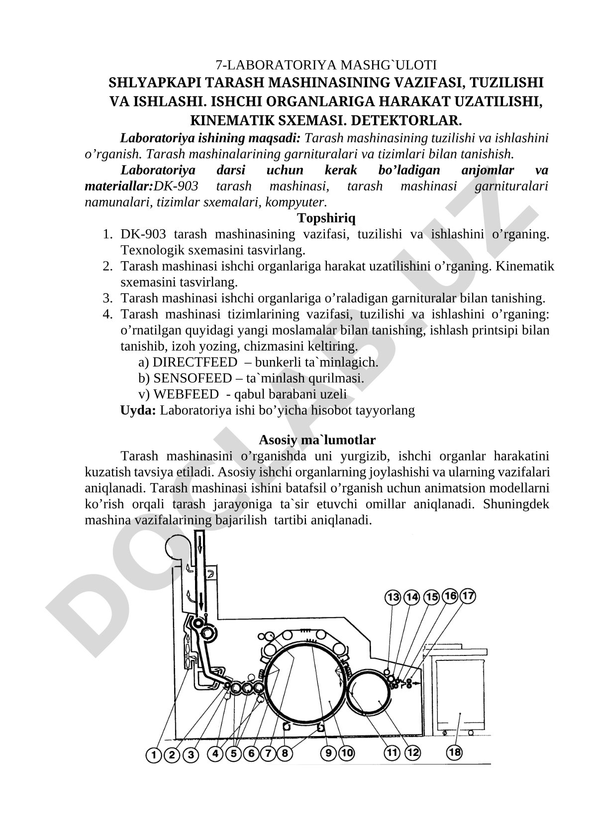 Shlyapkapi tarash mashinasining vazifasi, tuzilishi va ishlashi
