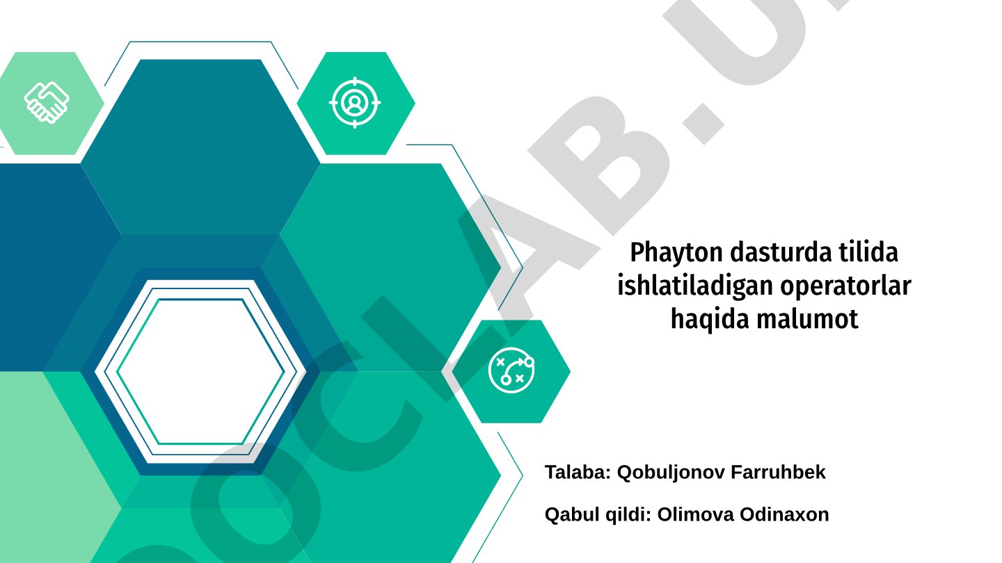Phayton dasturda tilida ishlatiladigan operatorlar haqida malumot