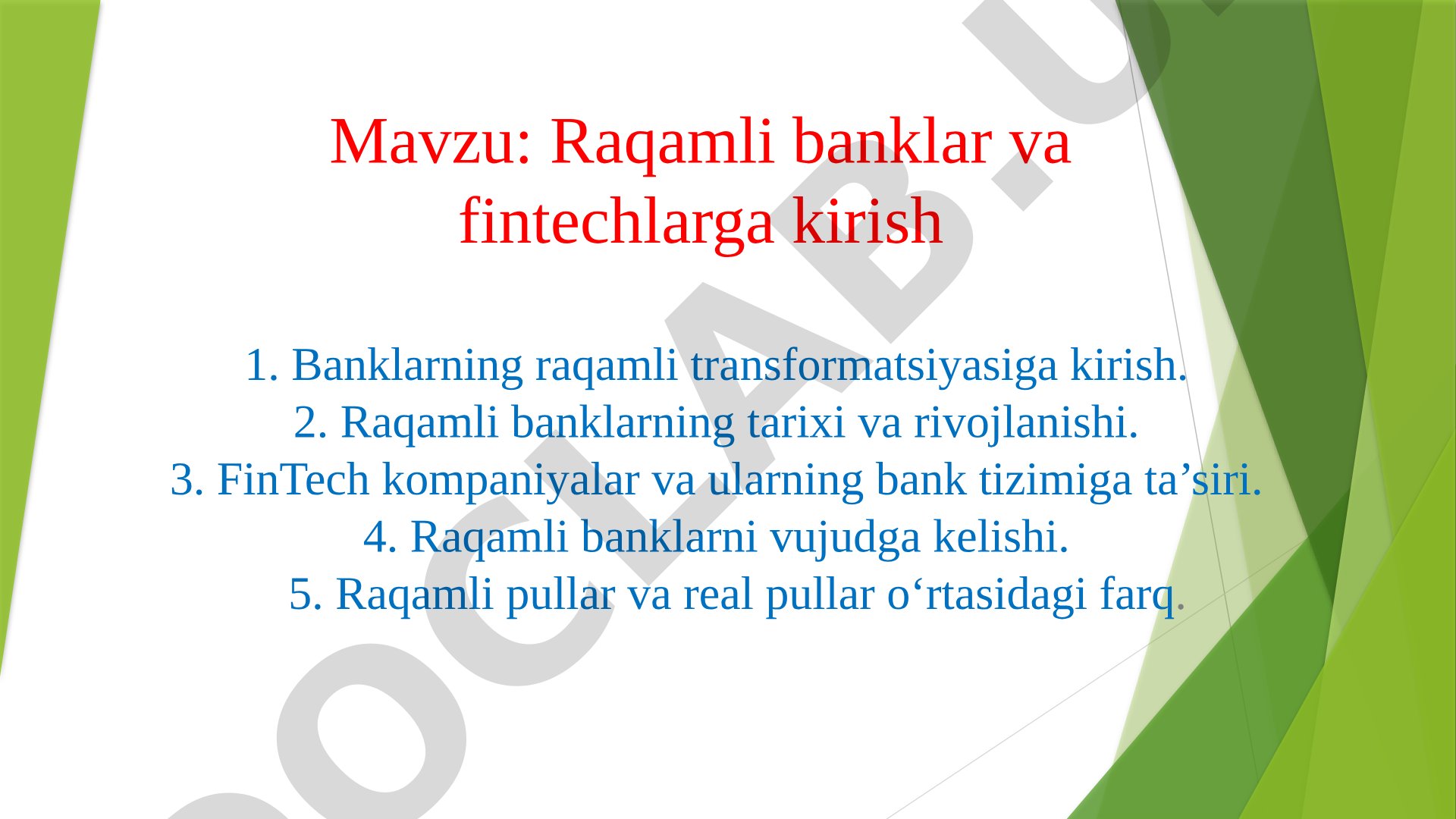 Raqamli banklar va fintechlarga kirish