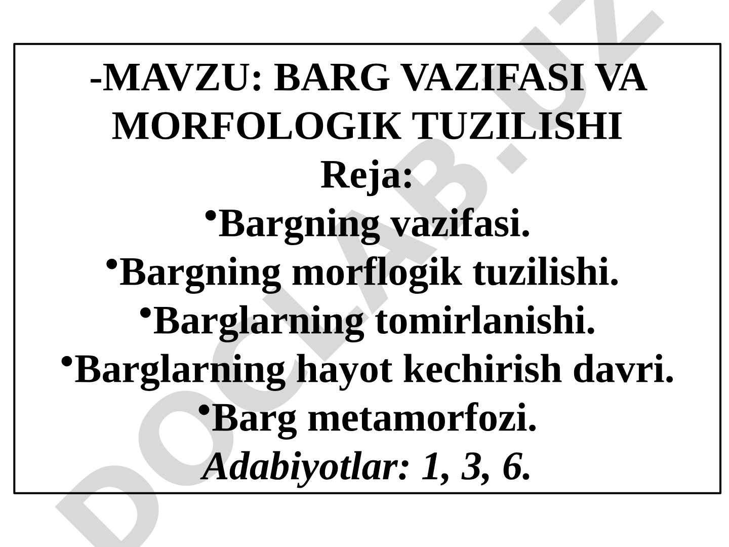 Barg vazifasi va morfologik tuzilishi