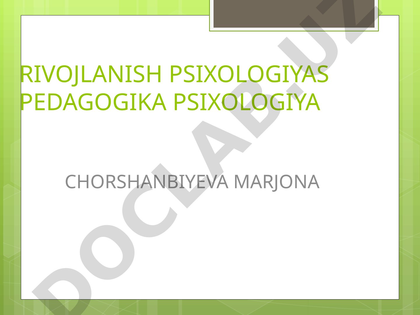 Endogen va Ekzoge yo’nalishlarda rivojlanish nazariyasi