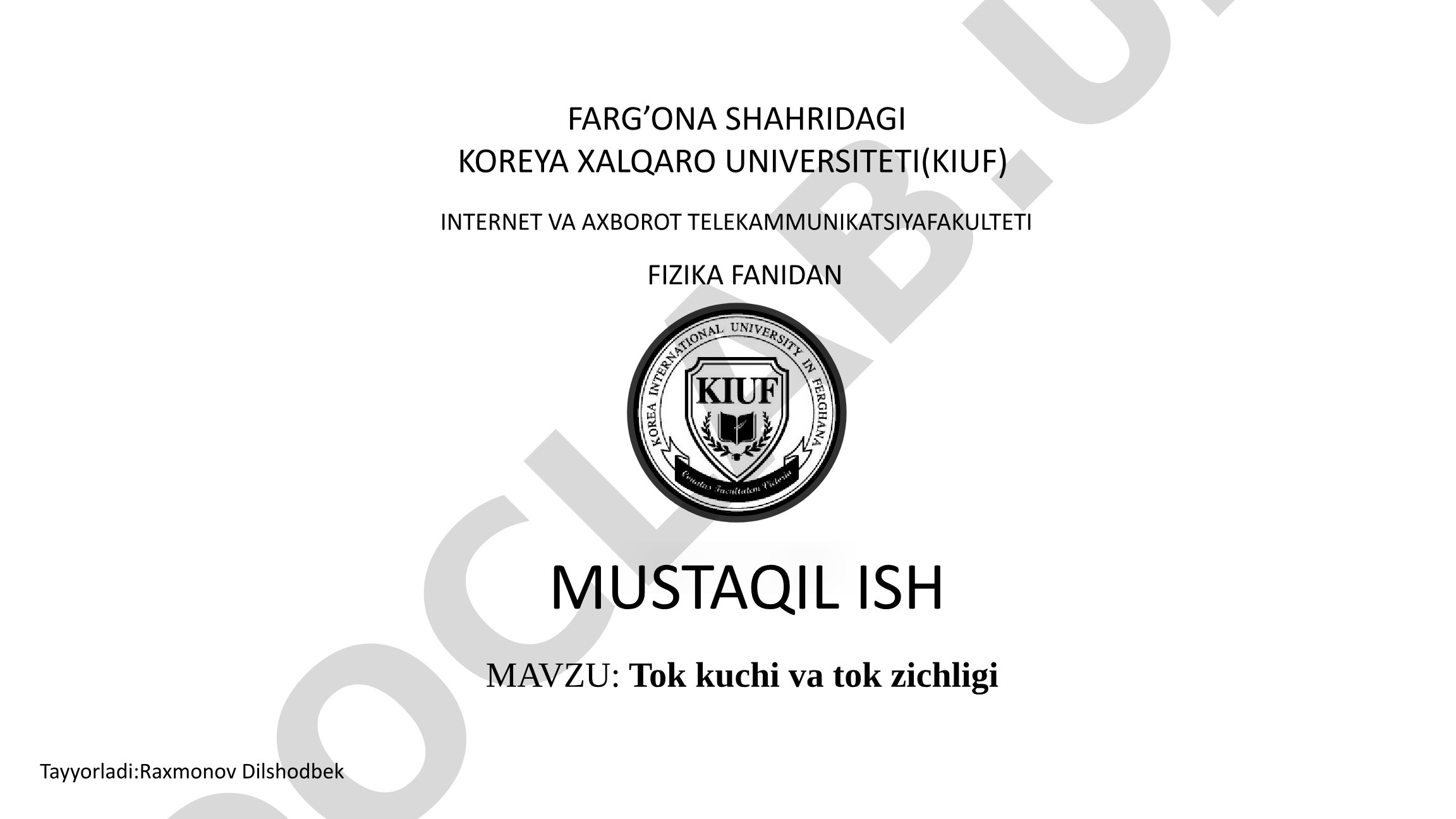 Tok kuchi va tok zichligi