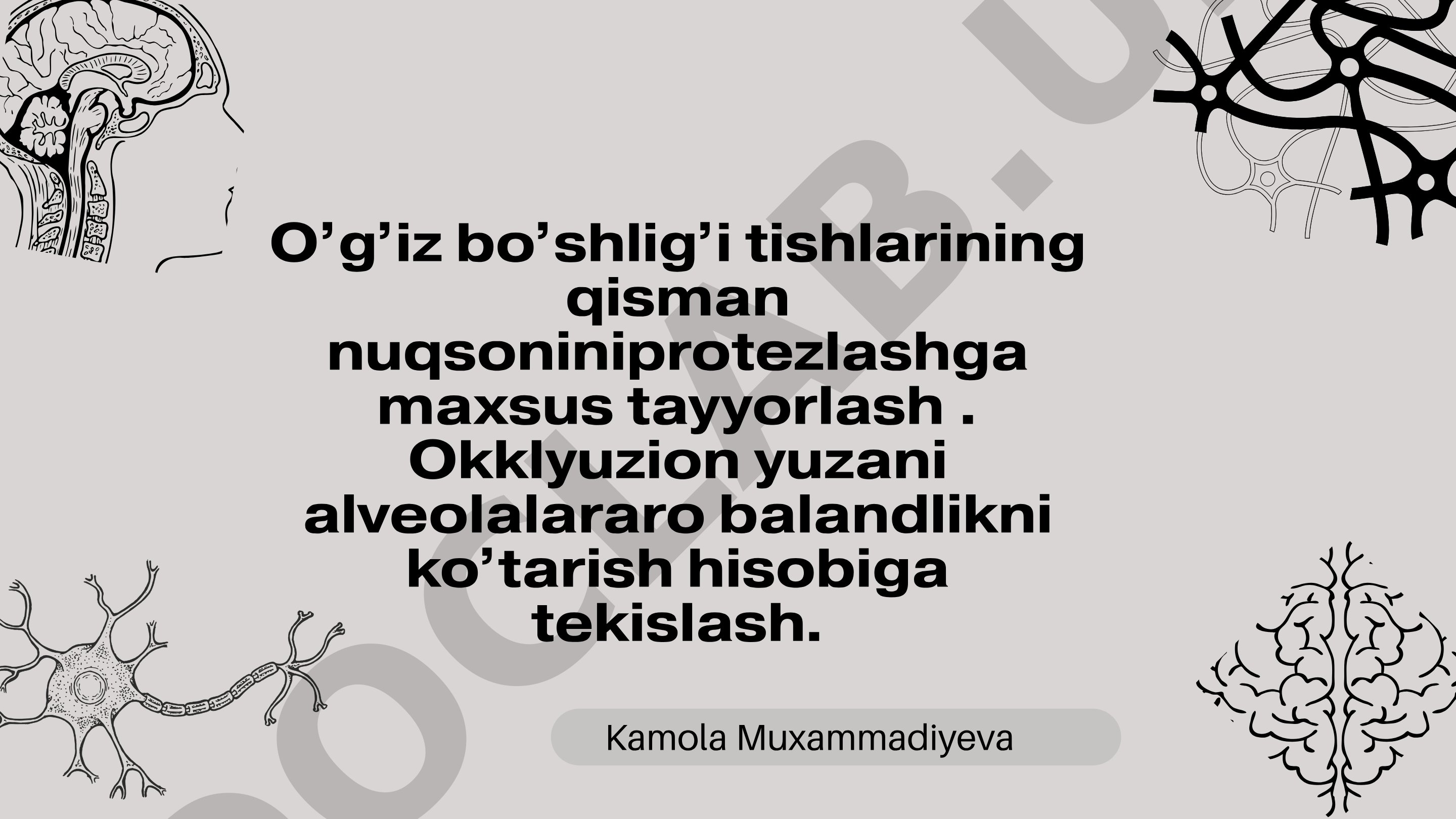 O’g’iz bo’shlig’i tishlarining qisman nuqsoniniprotezlashga maxsus tayyorlash