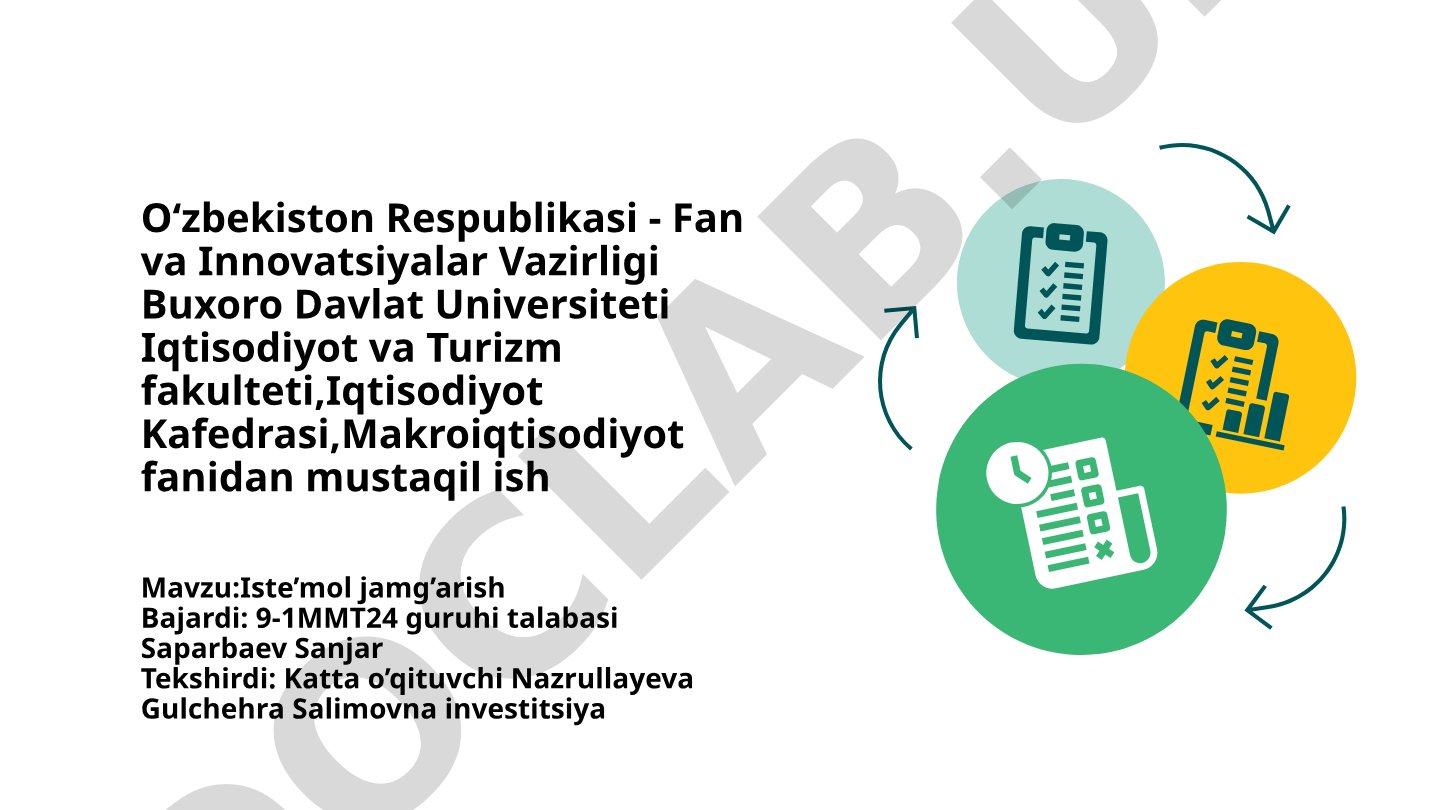 Iste'mol jamg'arish va investitsiya tushunchalari, turlari va usullari haqida taqdimot